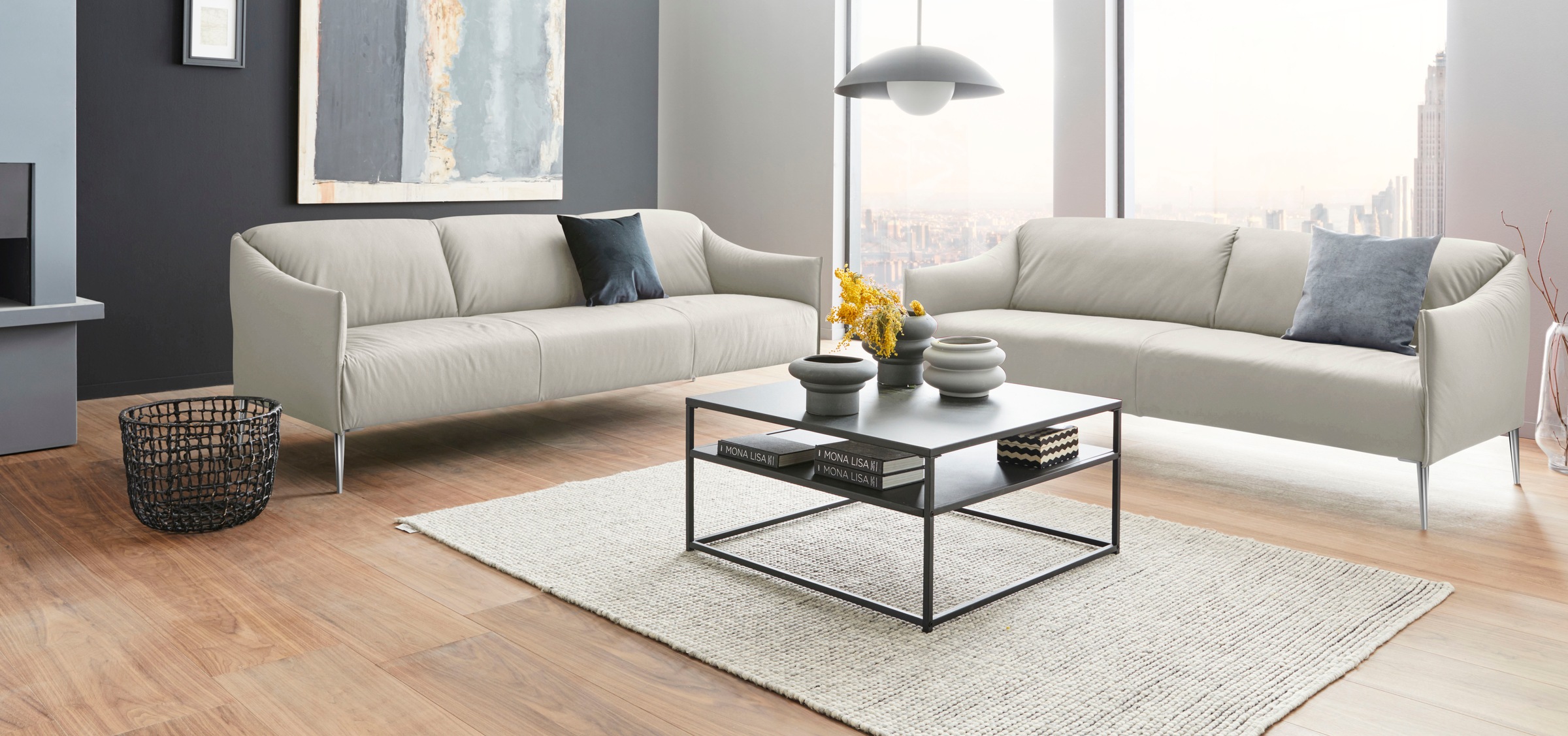 W.SCHILLIG 2,5-Sitzer »sally« mit Metallfüßen in Chrom glänzend, Breite 194 cm