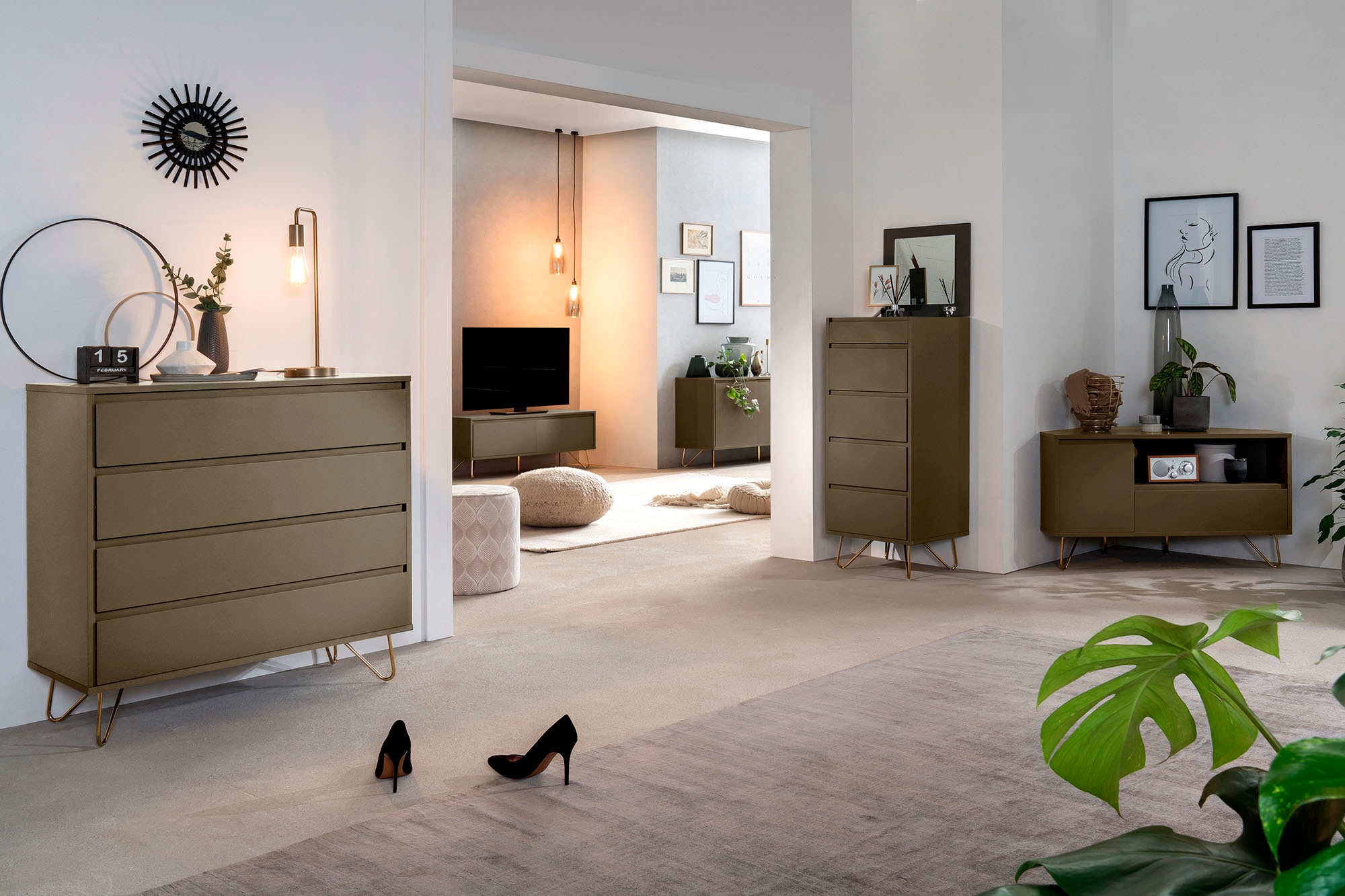 SalesFever Sideboard, Kommode mit Hairpin Beinen, Breite 150 cm