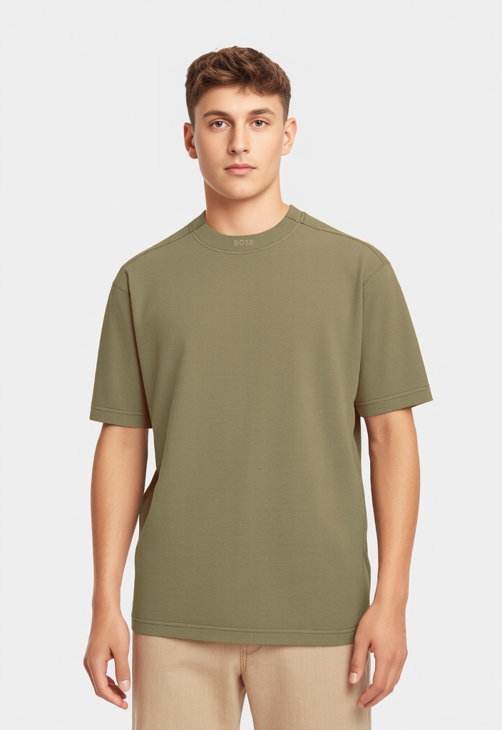 BOSS ORANGE T-Shirt »Te Dye Relaxed Fit« 100% Cotton Jersey Mock Neck Logo Centered
