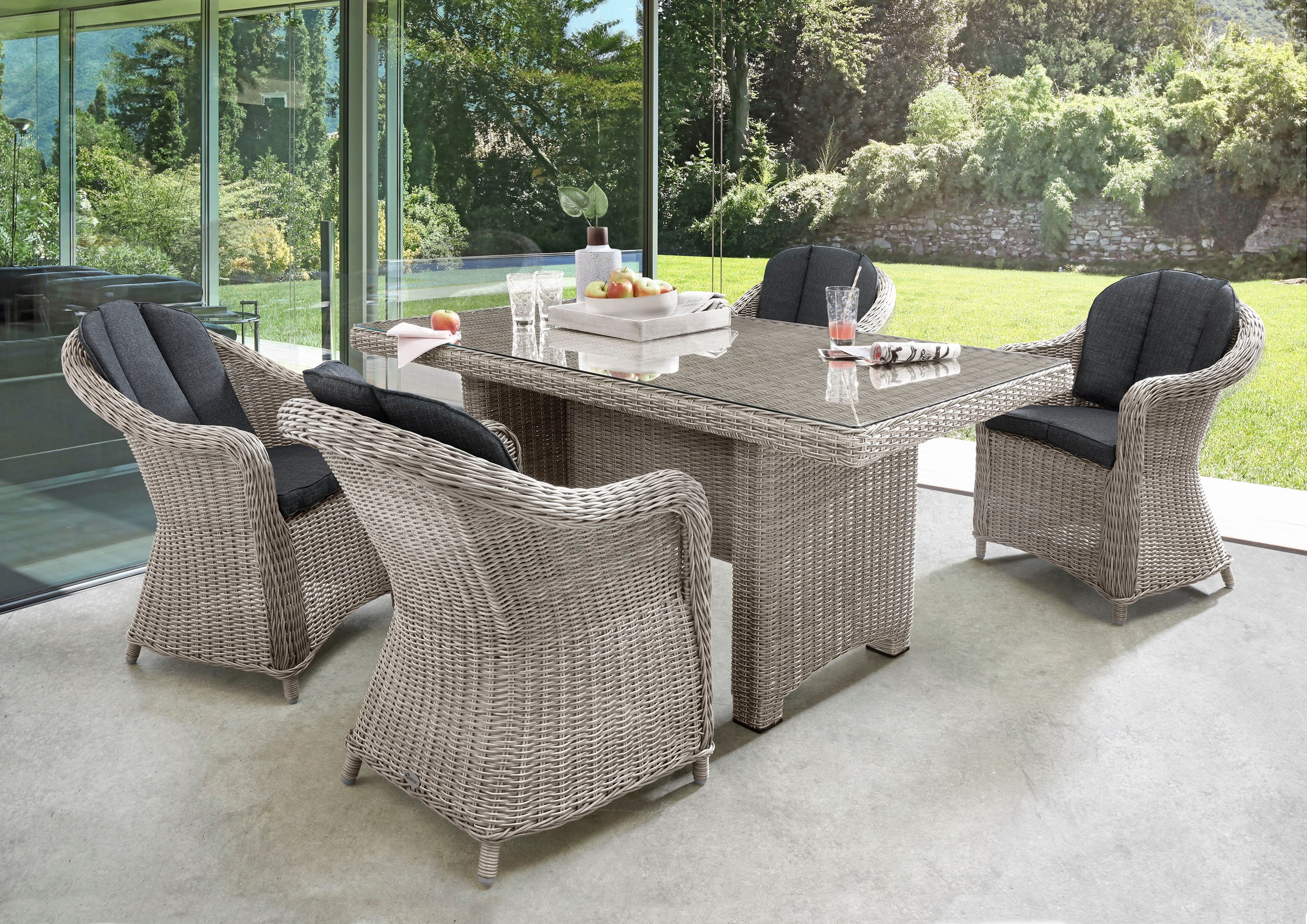 Destiny Garten-Essgruppe »MALAGA LUNA« Set, 13 Stk. tlg. Polyrattan, 4 Sess günstig online kaufen