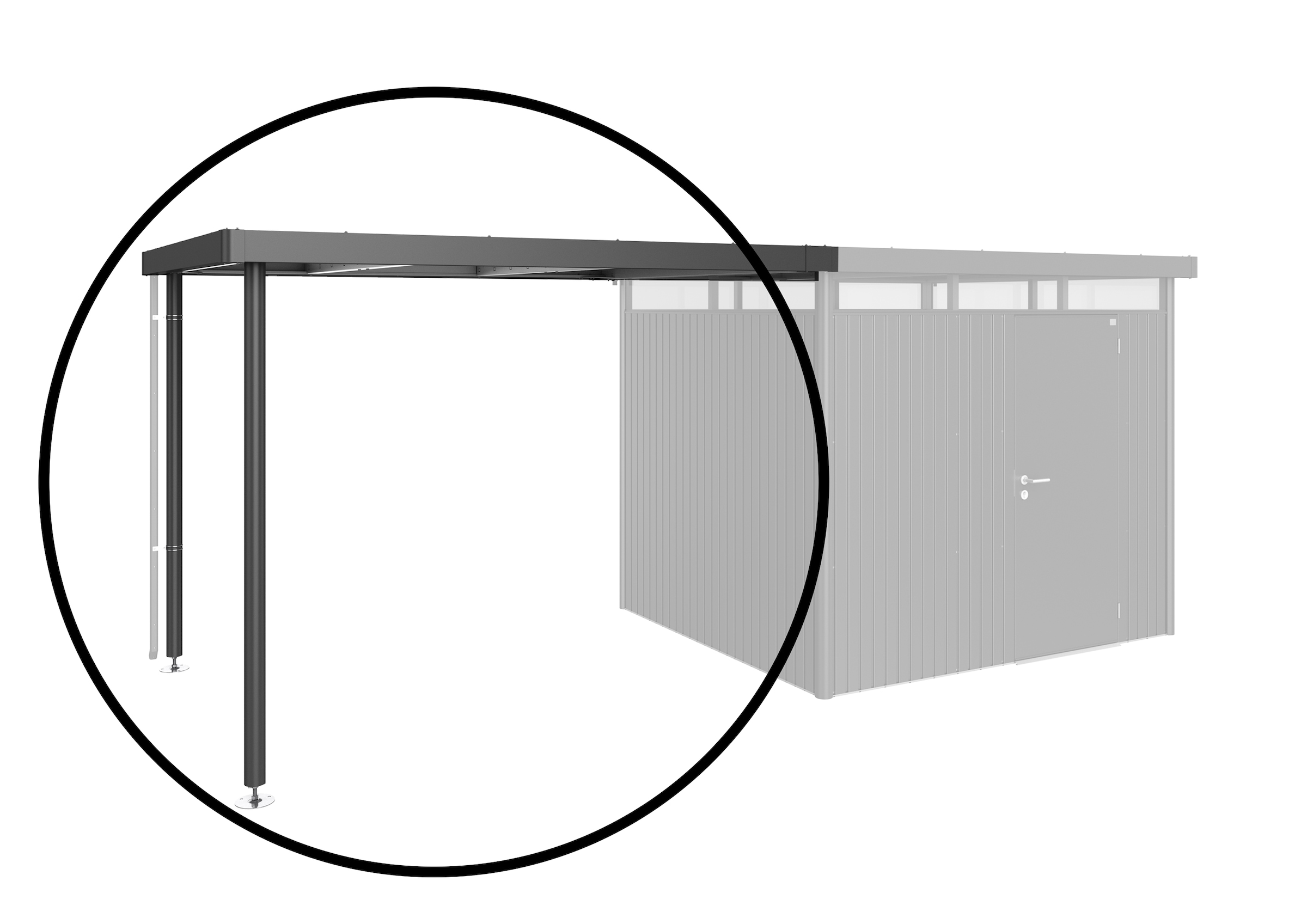 Biohort Gerätehaus-Anbaudach »für Gerätehaus HighLine Gr. L H3, verschiedene Farben« dunkelgrau-metallic