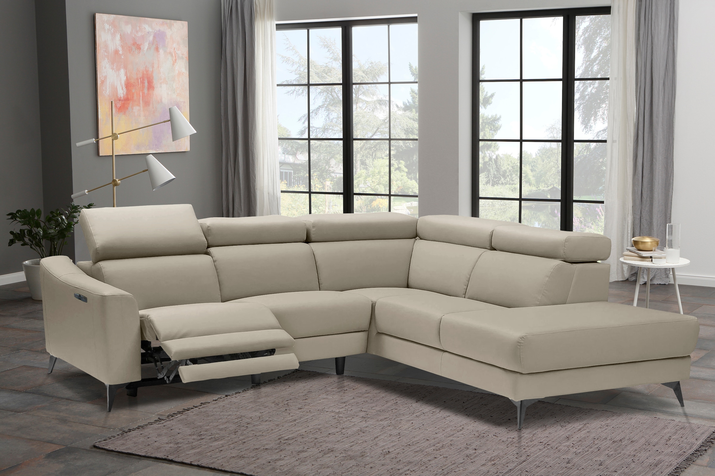 Places of Style Ecksofa »Valerio«, mit 1 elektrischer Relaxfunktion und USB-Anschluß