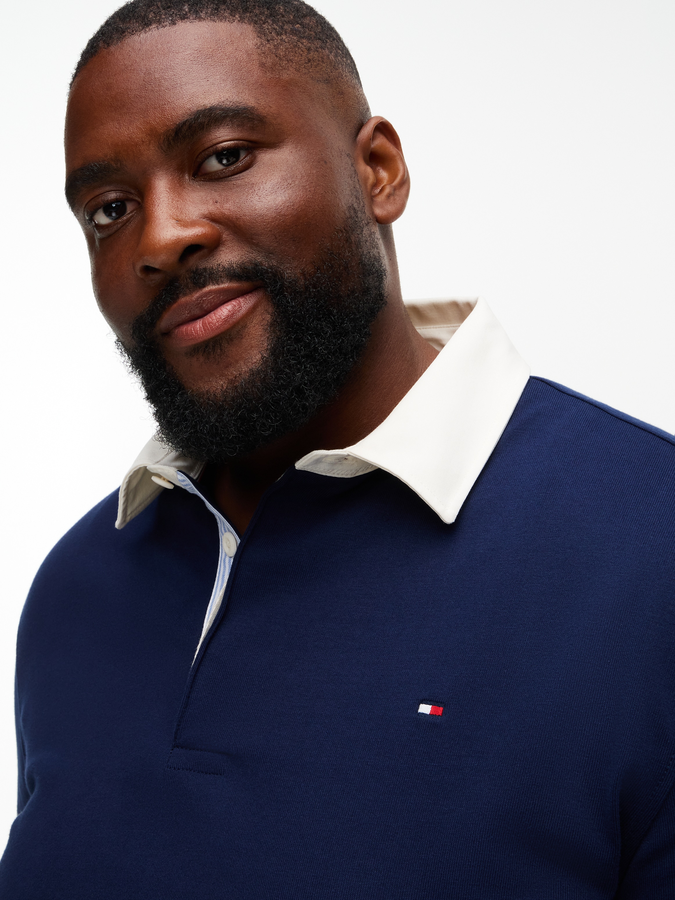 Tommy Hilfiger Big & Tall Rugbyshirt »BT-ESSENTIAL SOLID RUGBY« Große Größen, kontrastfarbener Kragen