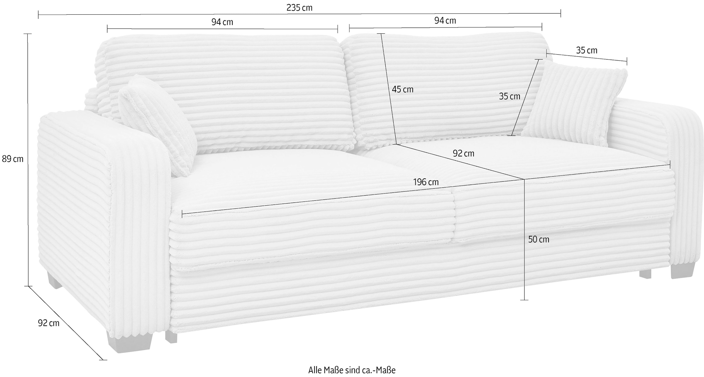 ED EXCITING DESIGN Schlafsofa »Carrara«, frei im Raum stellbar, mit Bettkasten, mit Schlaffunktion und 4 Kissen