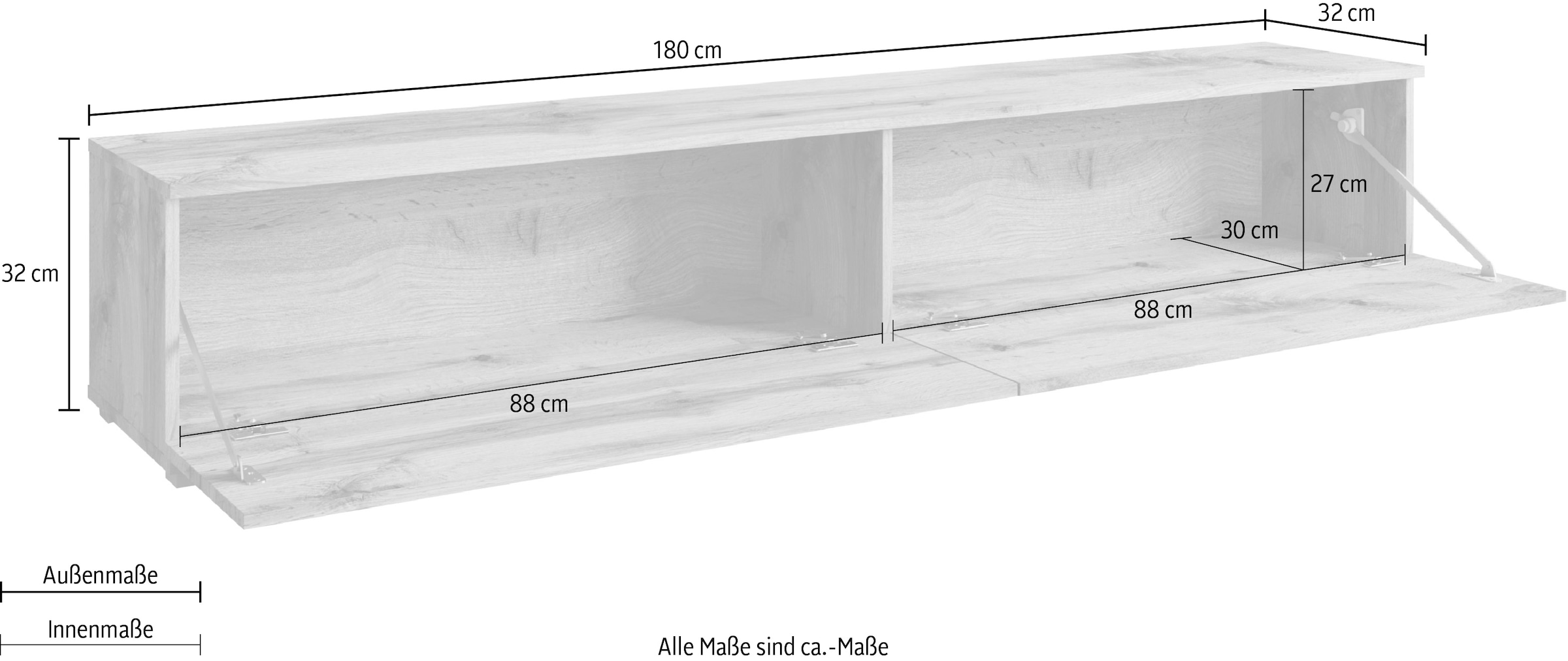 OTTO home Lowboard »Kenia« 1 Stk. tlg. 2 Klappen – flexibel hängend oder stehend montierbar
