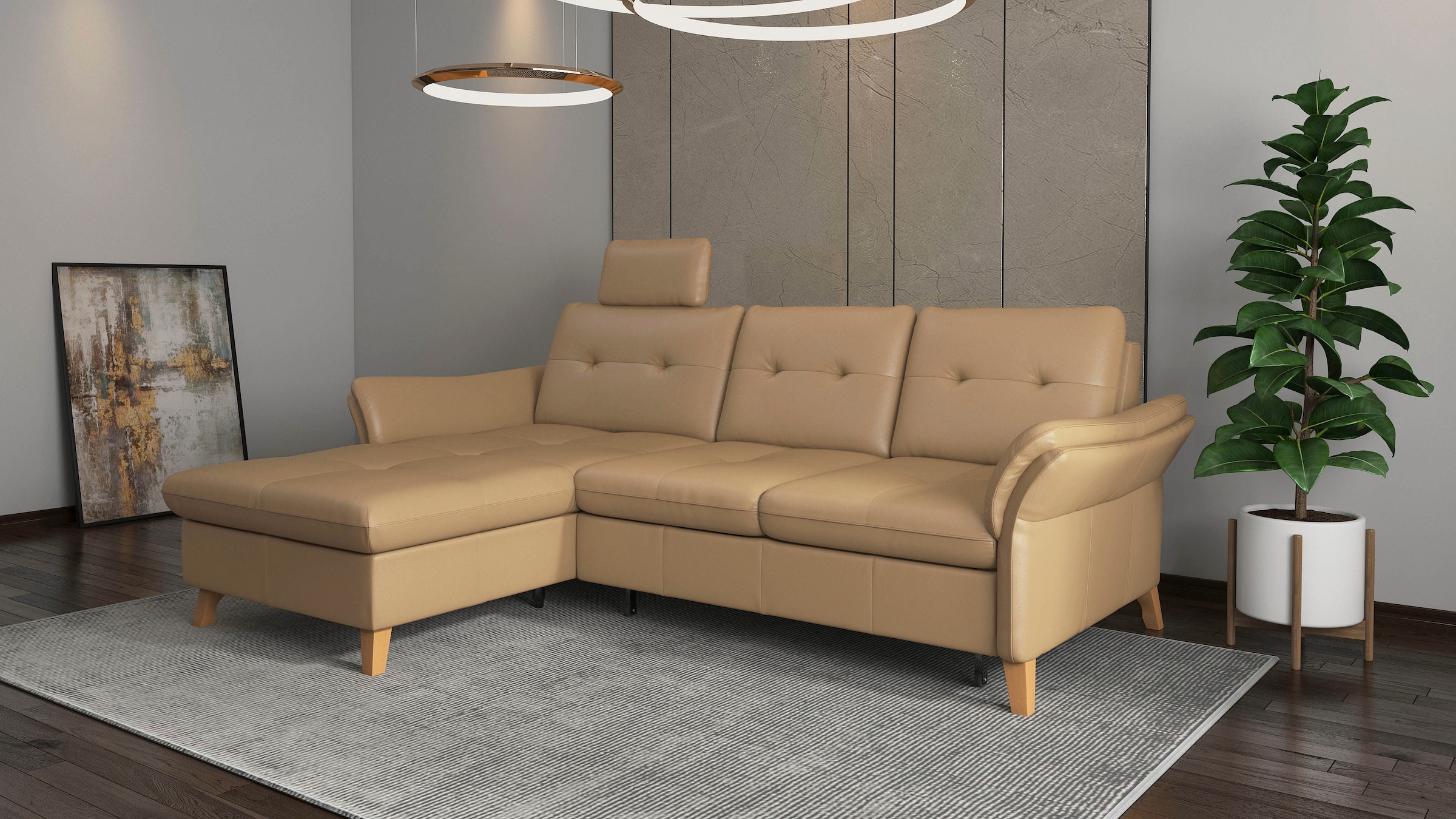 sit&more Ecksofa »Göteborg«, Sitztiefenverstellung und Federkern, wahlweise mit Bettfunktion