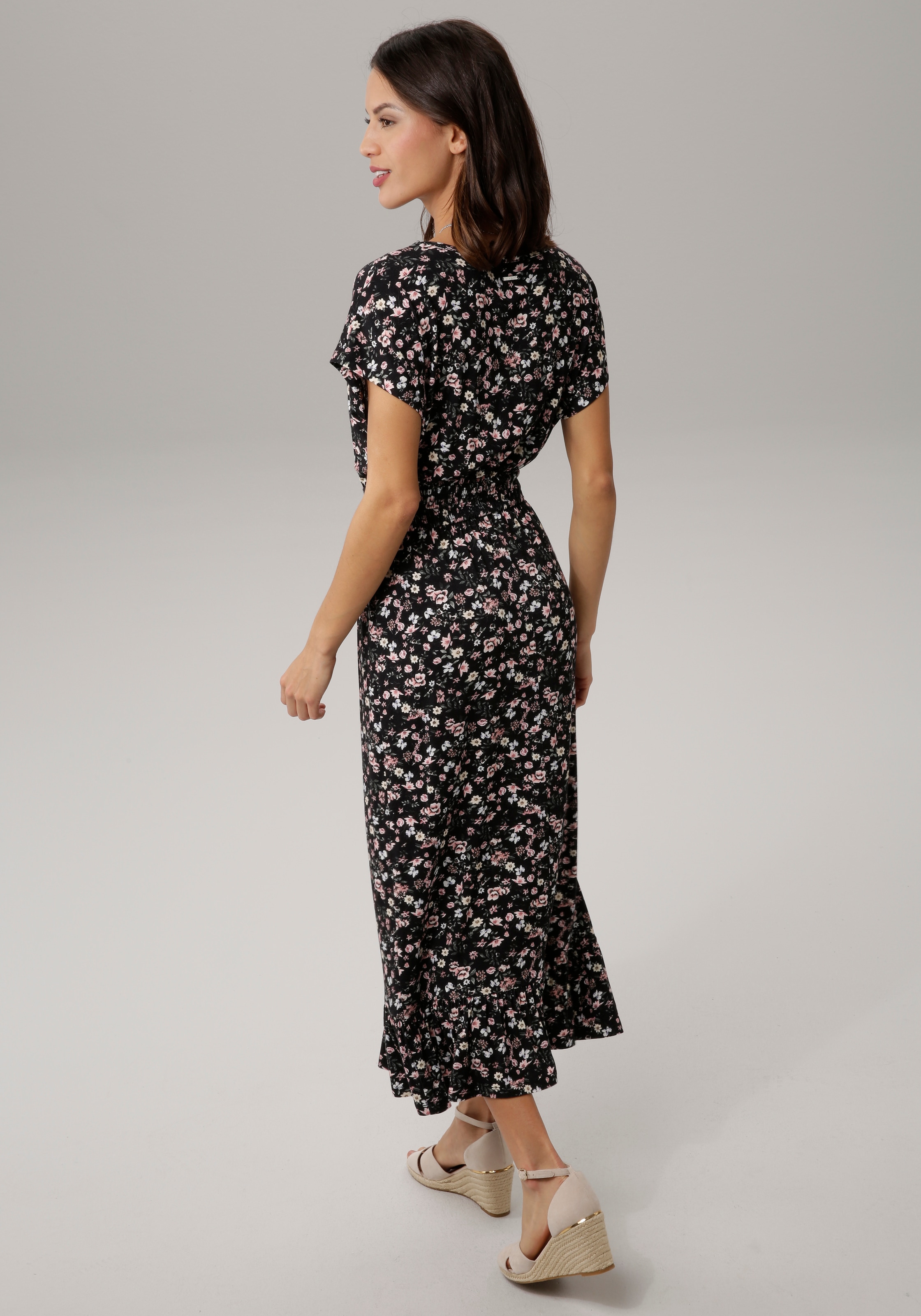Laura Scott Sommerkleid, wadenlang, elegant, aus Viskosemischung, ärmellos, geblümt