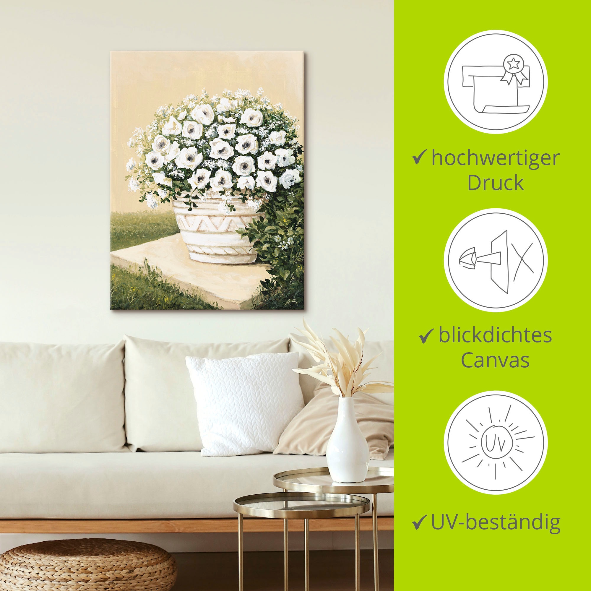 Artland Leinwandbild »Blumentopf II«, Blumen, (1 St.), auf Keilrahmen gespannt