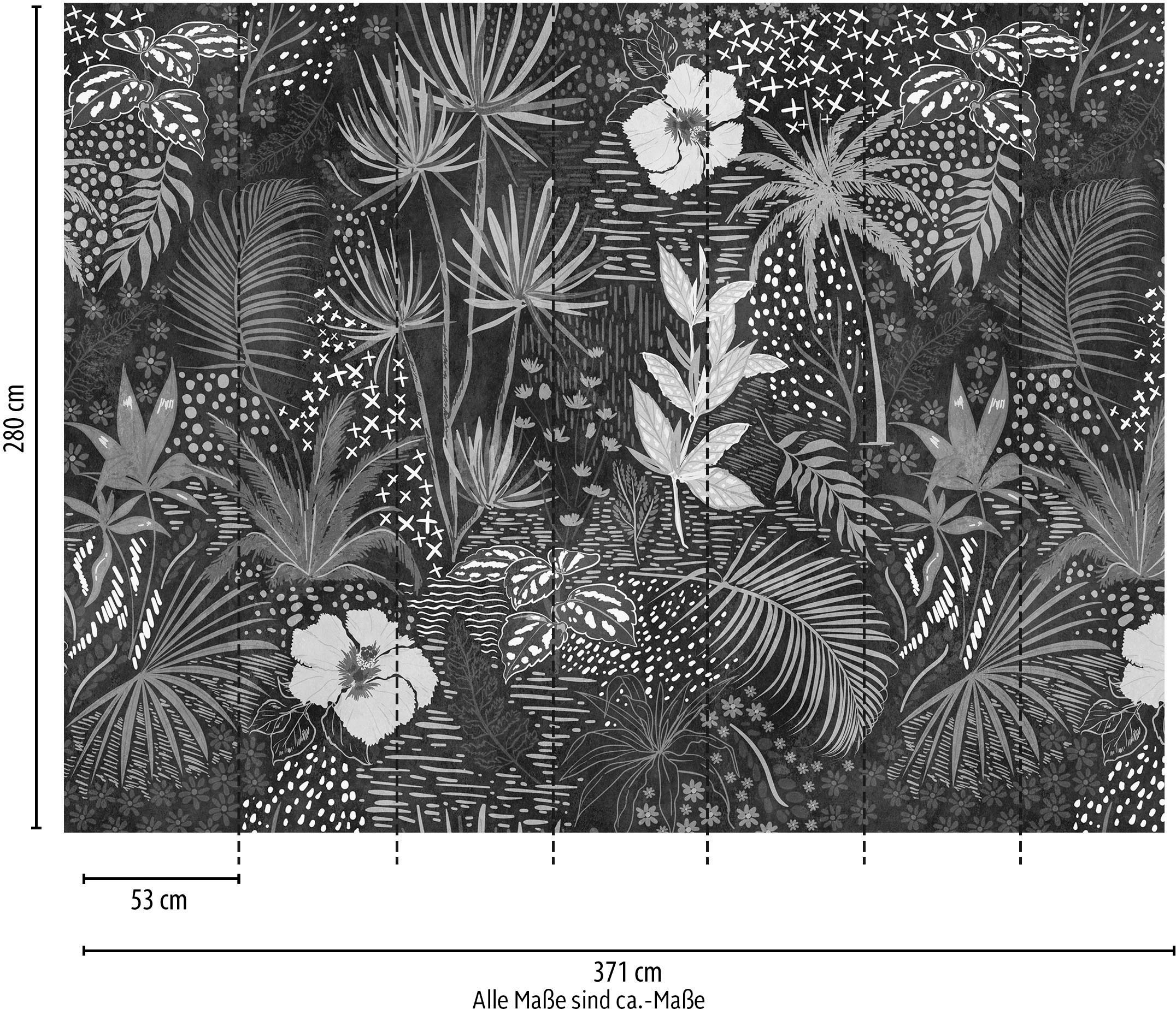 living walls Fototapete »The Wall«, botanisch-natürlich-floral, Fototapete Floral Tapete Dschungel Tapeten Wohnzimmer Design Optik