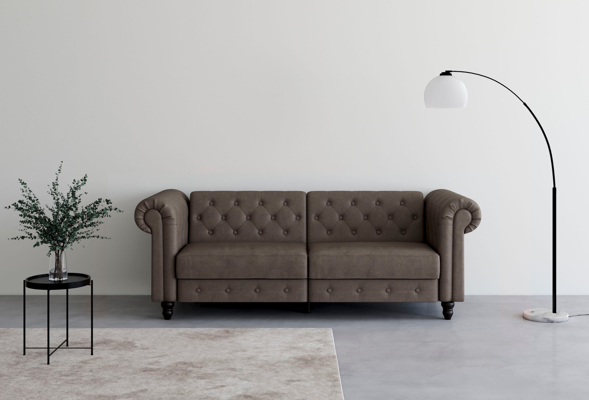 Dorel Home 3-Sitzer »Felix, Schlafsofa 236 Cm, (Liegefläche 108x190cm), Rückenlehne« 3-fach Verstellbar, Velours, Kunstleder, Luxus-Microfaser