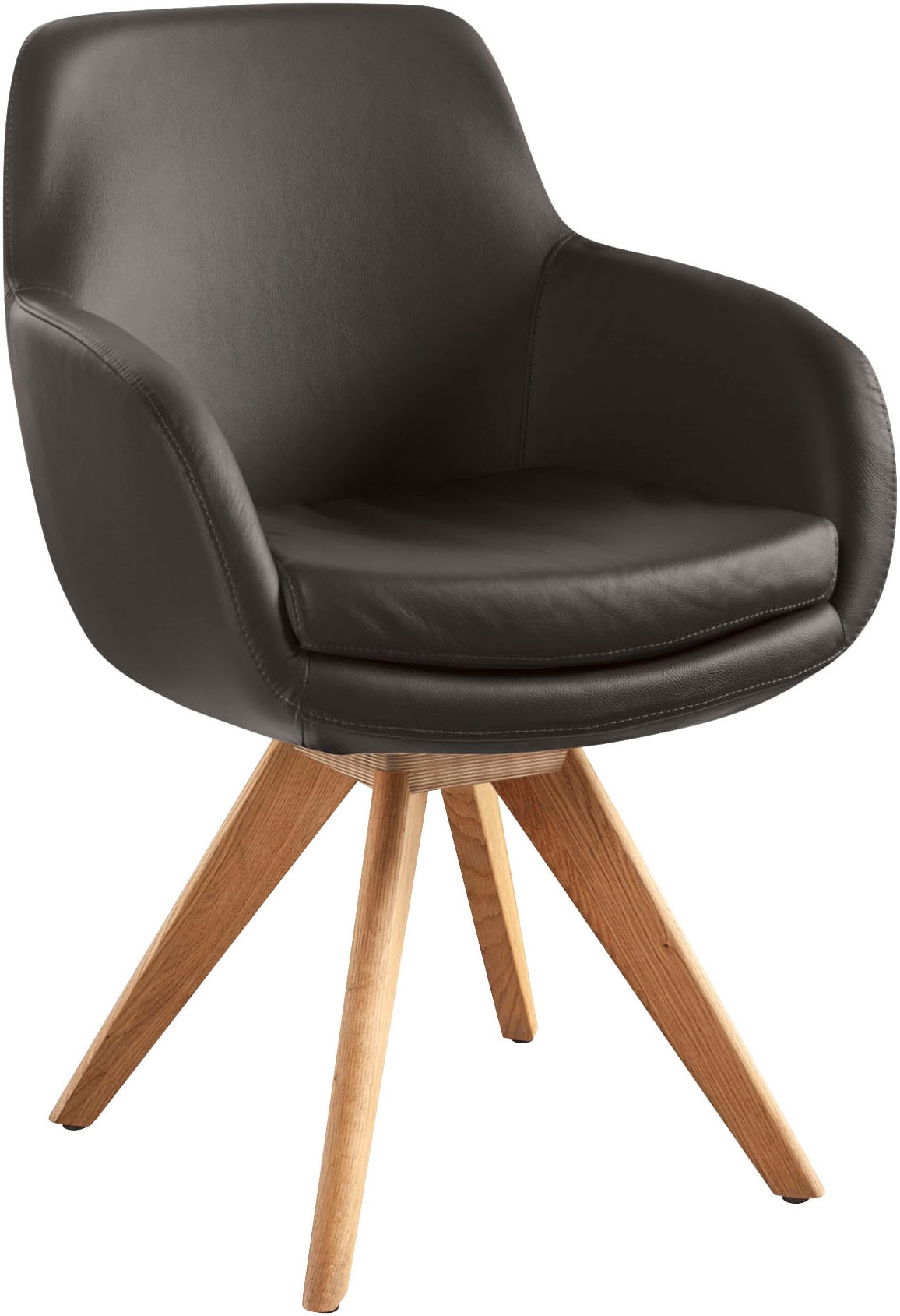 Musterring Esszimmerstuhl »Tavia« (Set) 2 Stk. Echtleder Stativgestell Eich günstig online kaufen