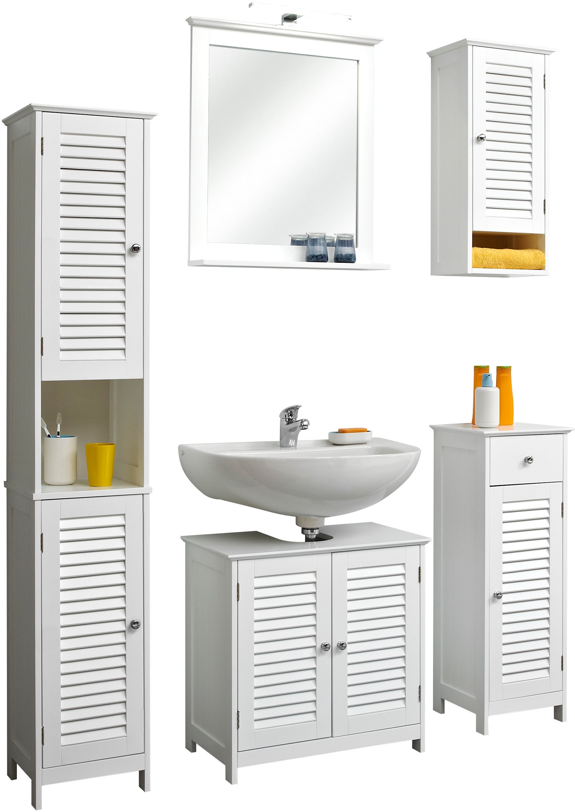 Saphir Badmöbel-Set »Quickset 928 5-teilig, Waschbeckenunterschrank mit LED günstig online kaufen