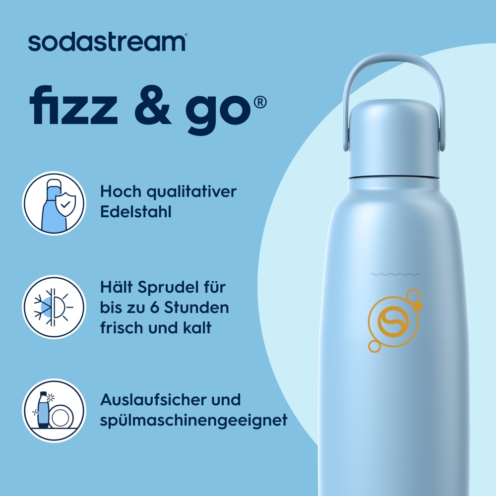 SodaStream Thermoflasche »Metallflasche Fizz&go COOL DWS, 0,9 l, Trinkflasche« kompatibel mit SodaStream DUO, E-DUO, TERRA, ART & ENSO Wassersprudler