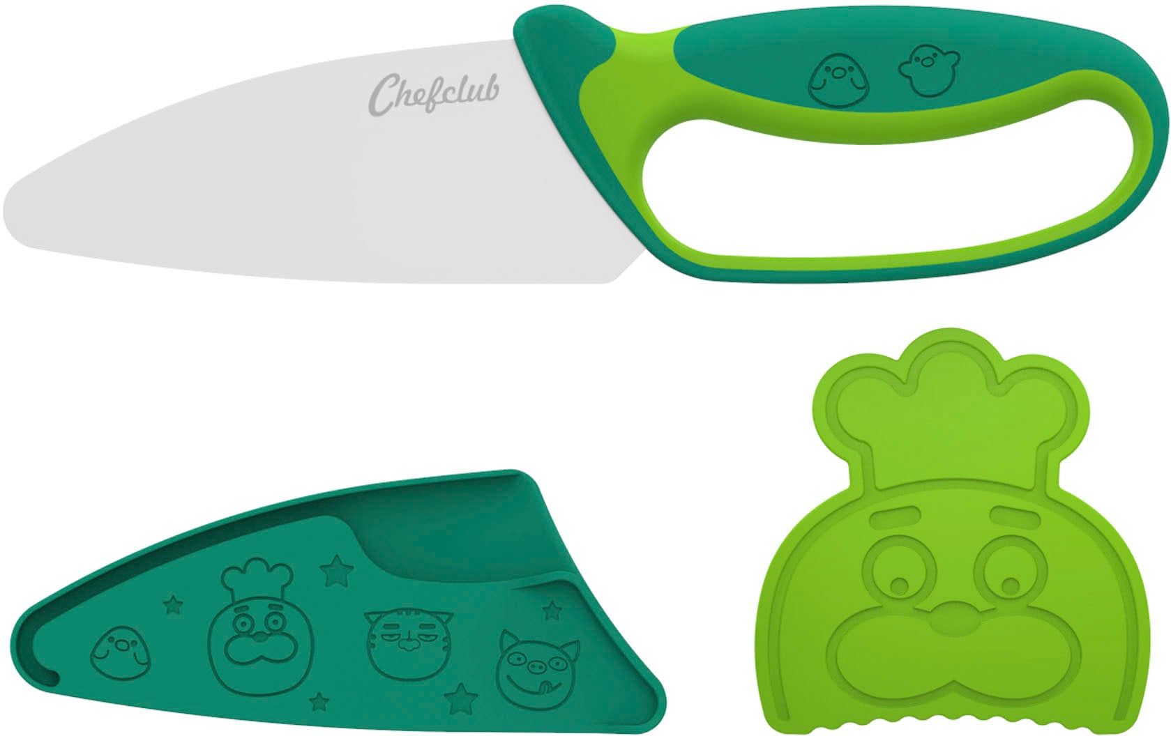 Chefclub Kinderkochmesser »Messer für Kinder, grün«, (Set, 3 tlg.)