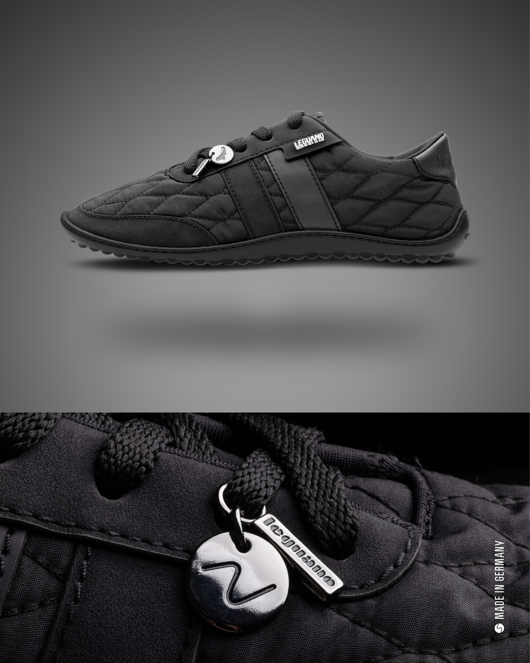 Leguano Barfußschuh »NIGHTSTEP«  Schnürschuh mit Ziersteppung und Logo-Anhänger