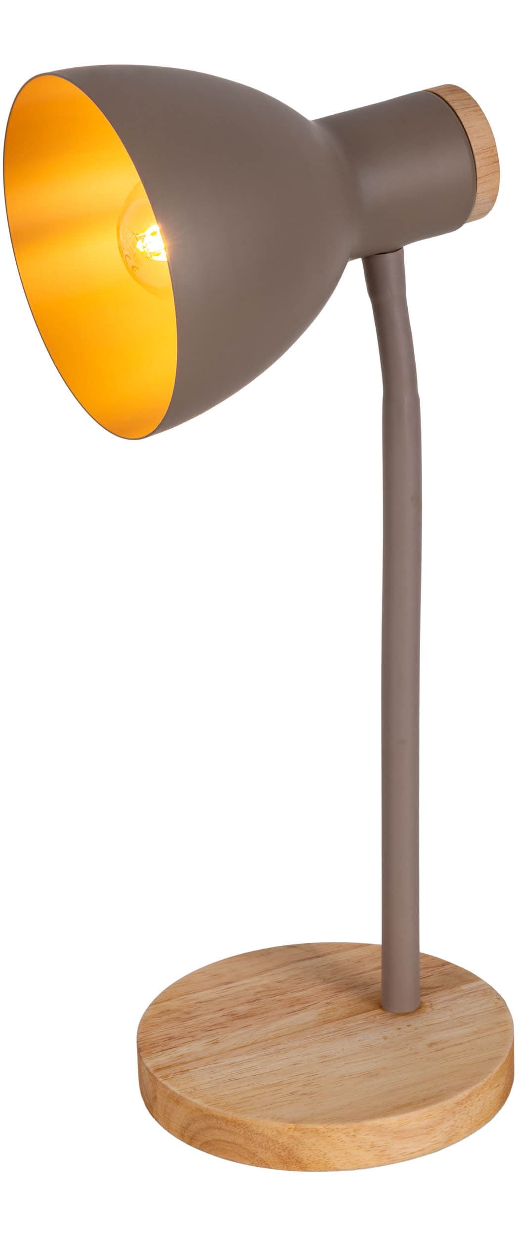 näve Schreibtischlampe »Marie«, 1 flammig, Leuchtmittel E14 | ohne Leuchtmittel, Fuß und Schirm z.T. aus Holz, Schirm flexibel beweglich, E14