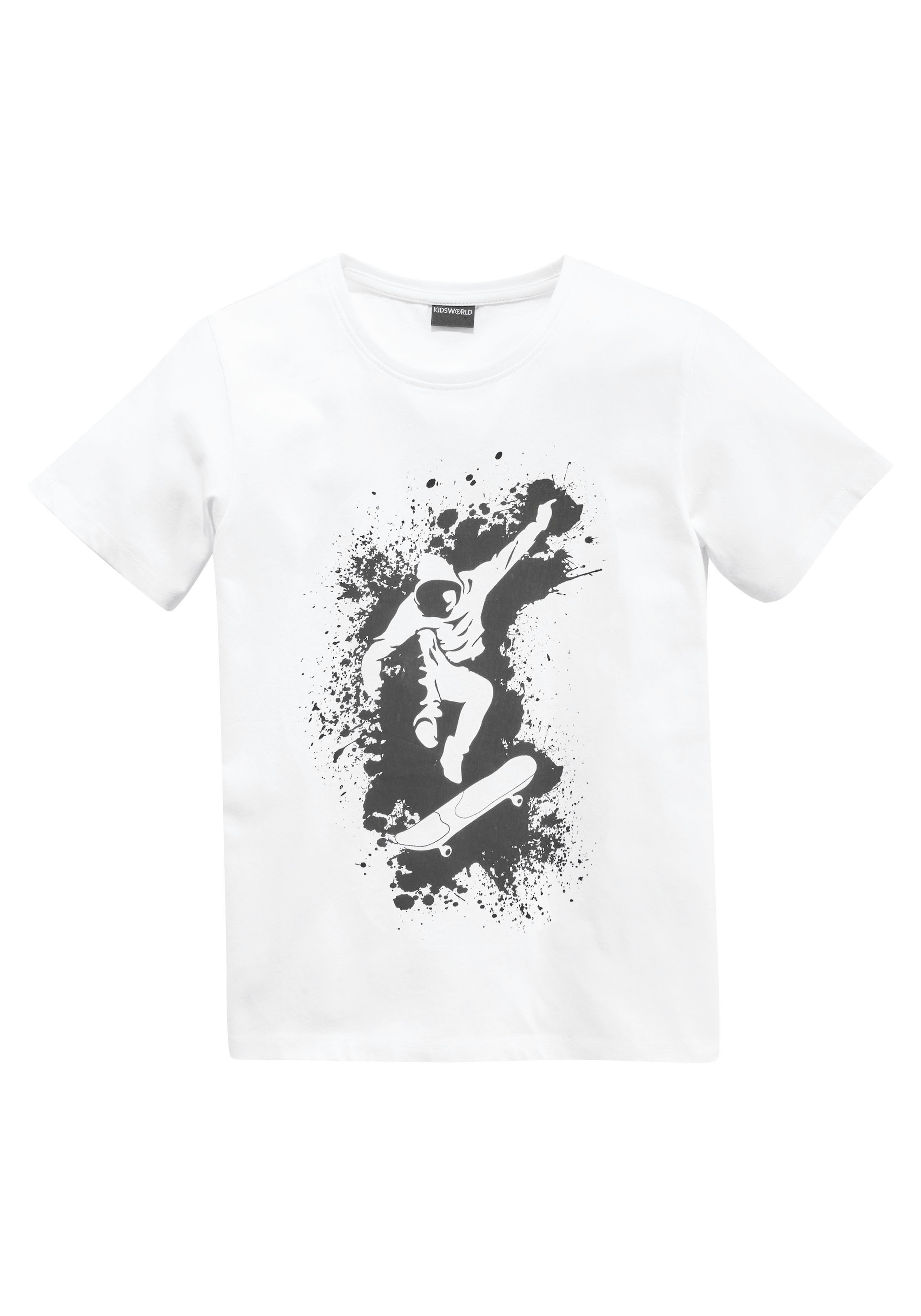 KIDSWORLD T-Shirt »Mit coolem SKATER-Print«, Kurzarm, Basic-Passform, bedruckt, Rundhalsausschnitt