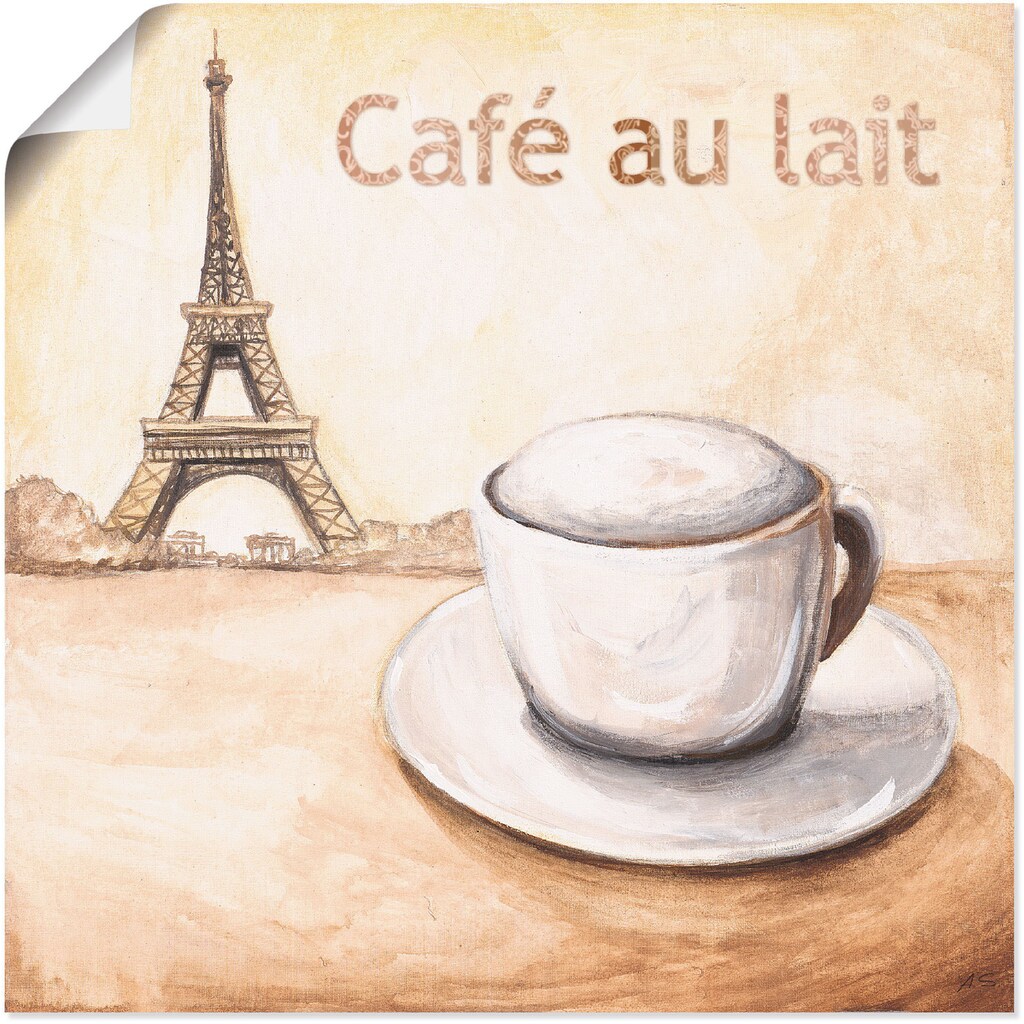 Artland Poster »Café au lait in Paris«, Kaffee Bilder, (1 St.)