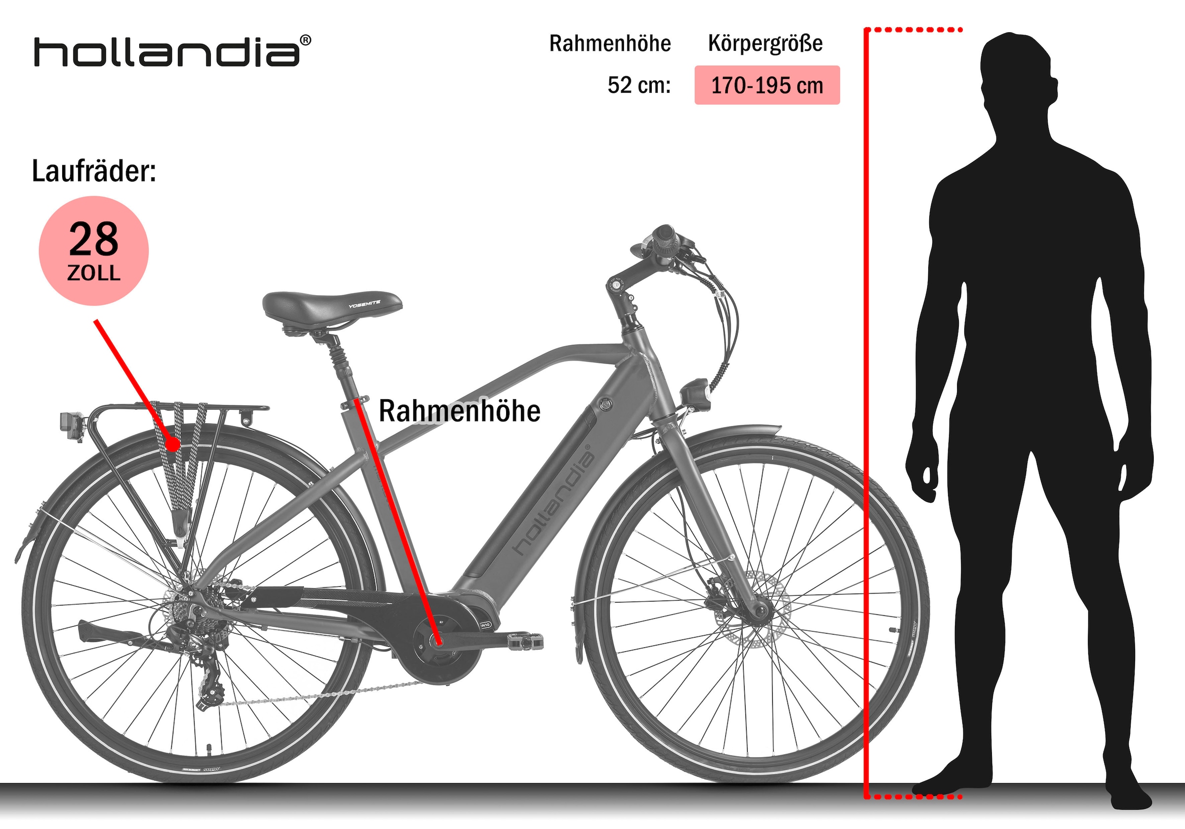 Hollandia »Mantova« 7 Gang Shimano Tourney Schaltwerk Kettenschaltung Mittelmotor 250 W Pedelec, Elektrofahrrad für Damen u. Herren