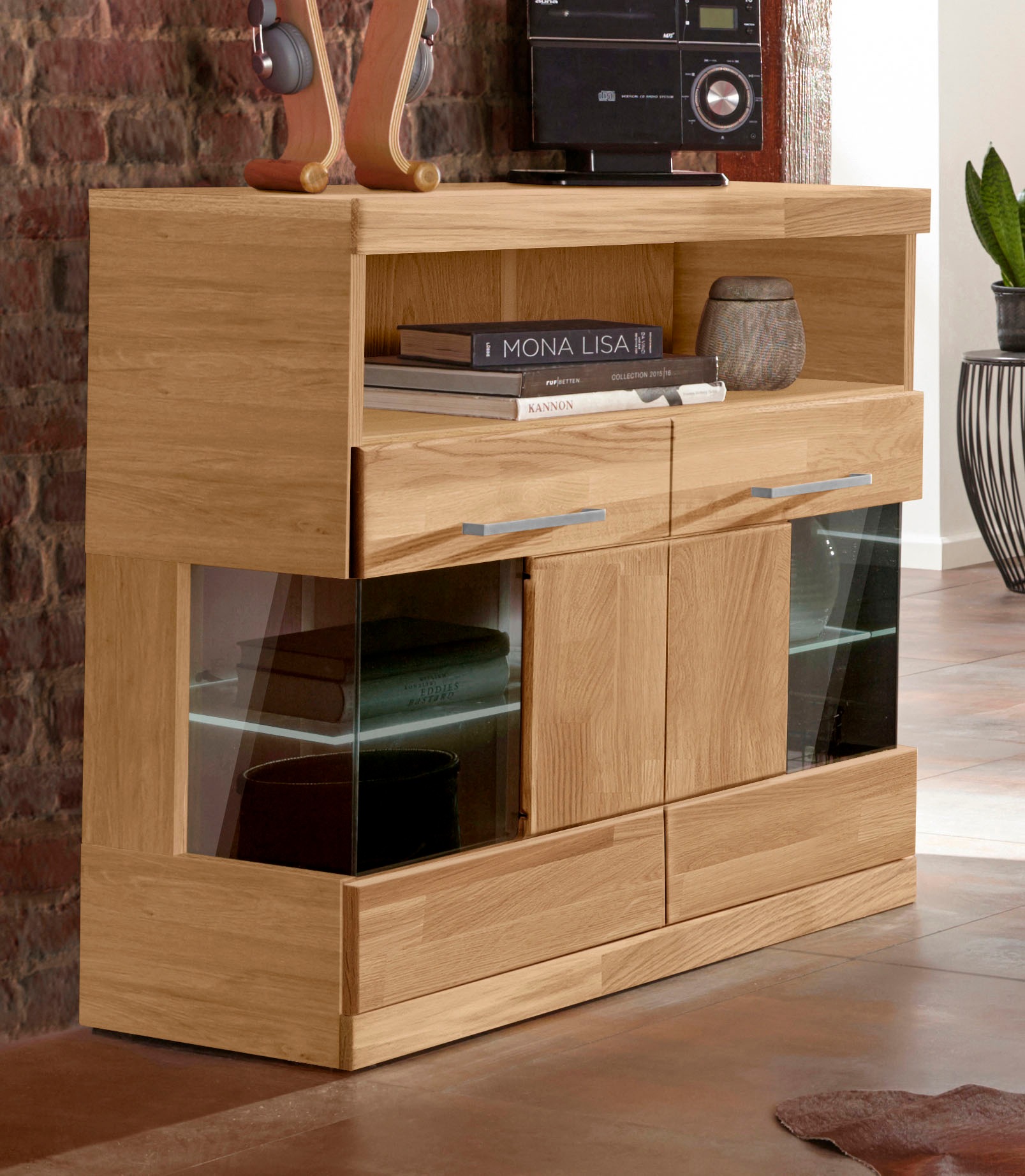 Home affaire Kommode »Ribe 85cm breit,35 cm tief, Fronten Massivholz,2 Türe günstig online kaufen