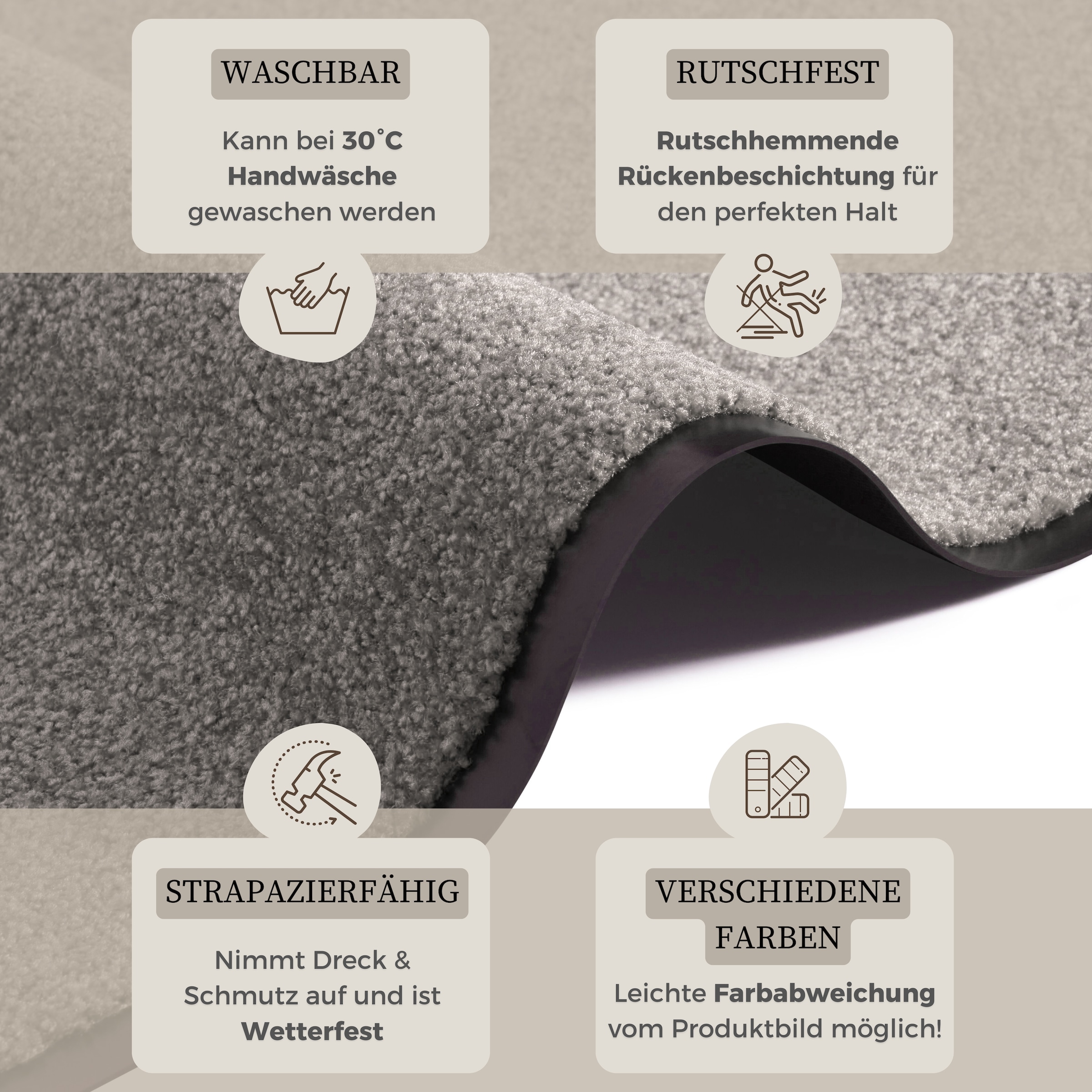 my home Fußmatte »Clean & Walk« rechteckig 7 mm Höhe Schmutzfangmatte, Türmatte, In- und Outdoor, Teppich, Läufer, waschbar