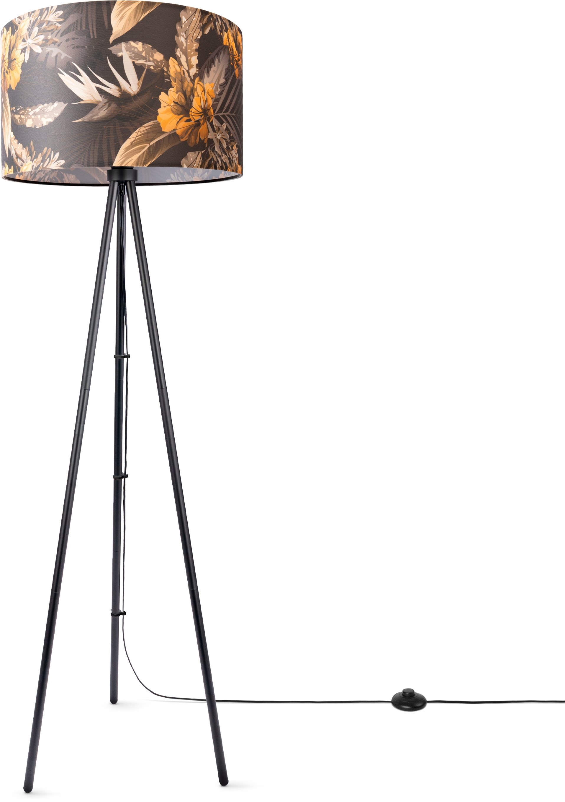 Paco Home Stehlampe »Trina Flower«, Standleuchte Dreibein Stativ Stoffschir günstig online kaufen