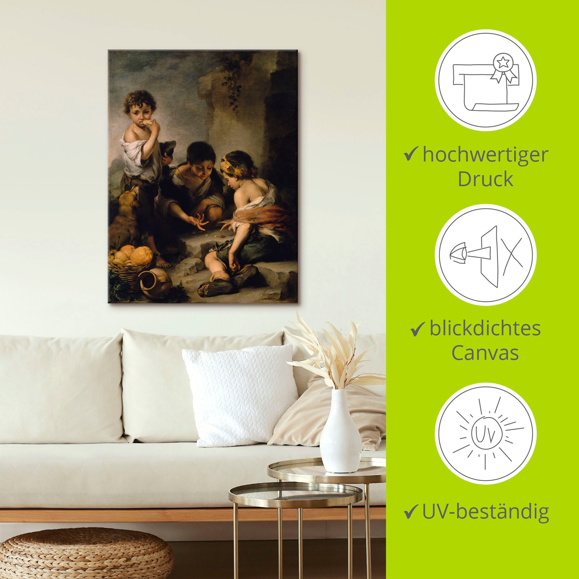Artland Wandbild »Buben beim Würfelspiel. Um 1670/1675.«, Kind, (1 St.), als Leinwandbild, Poster in verschied. Größen