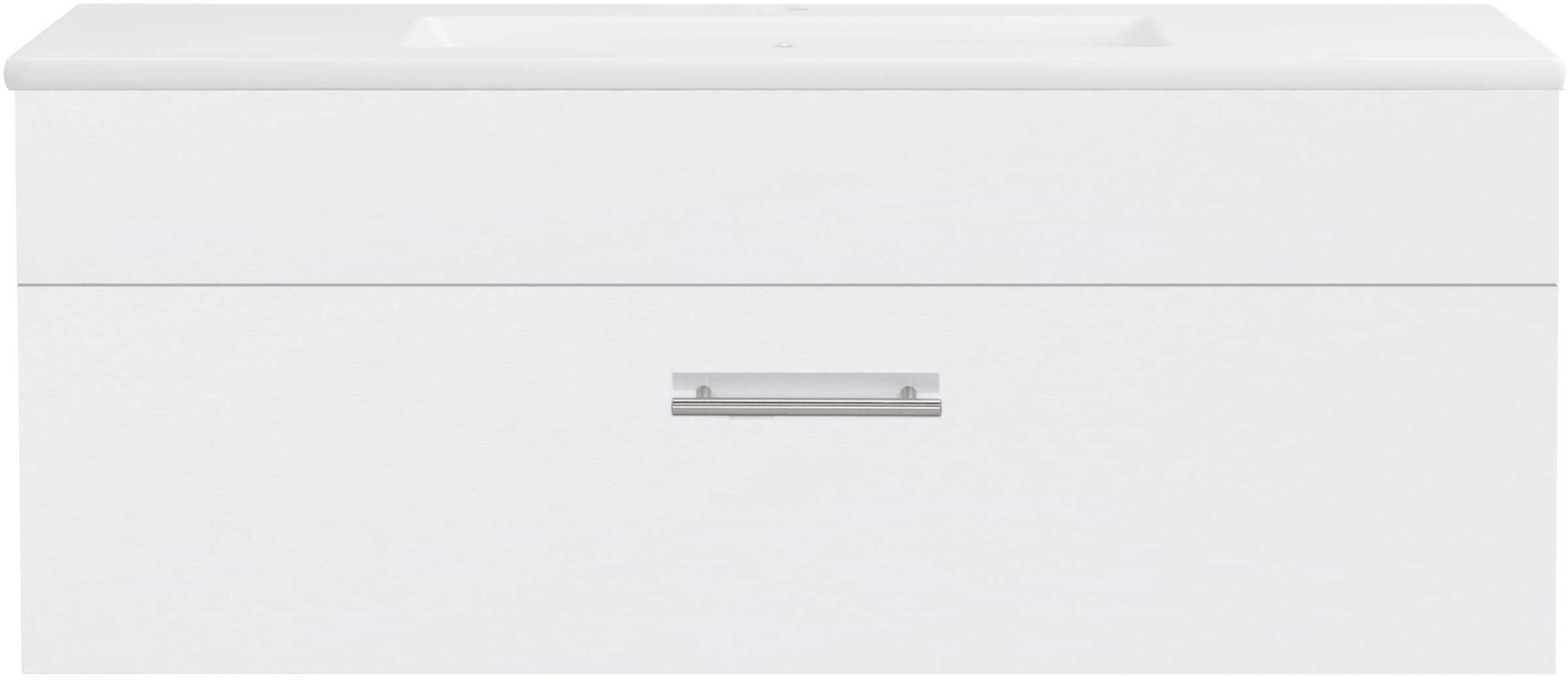 welltime Waschtisch »Trento Light mit Keramik-Auflagebecken«, 1 feste Blende und 1 Auszug, Breite: 101cm, Weiß