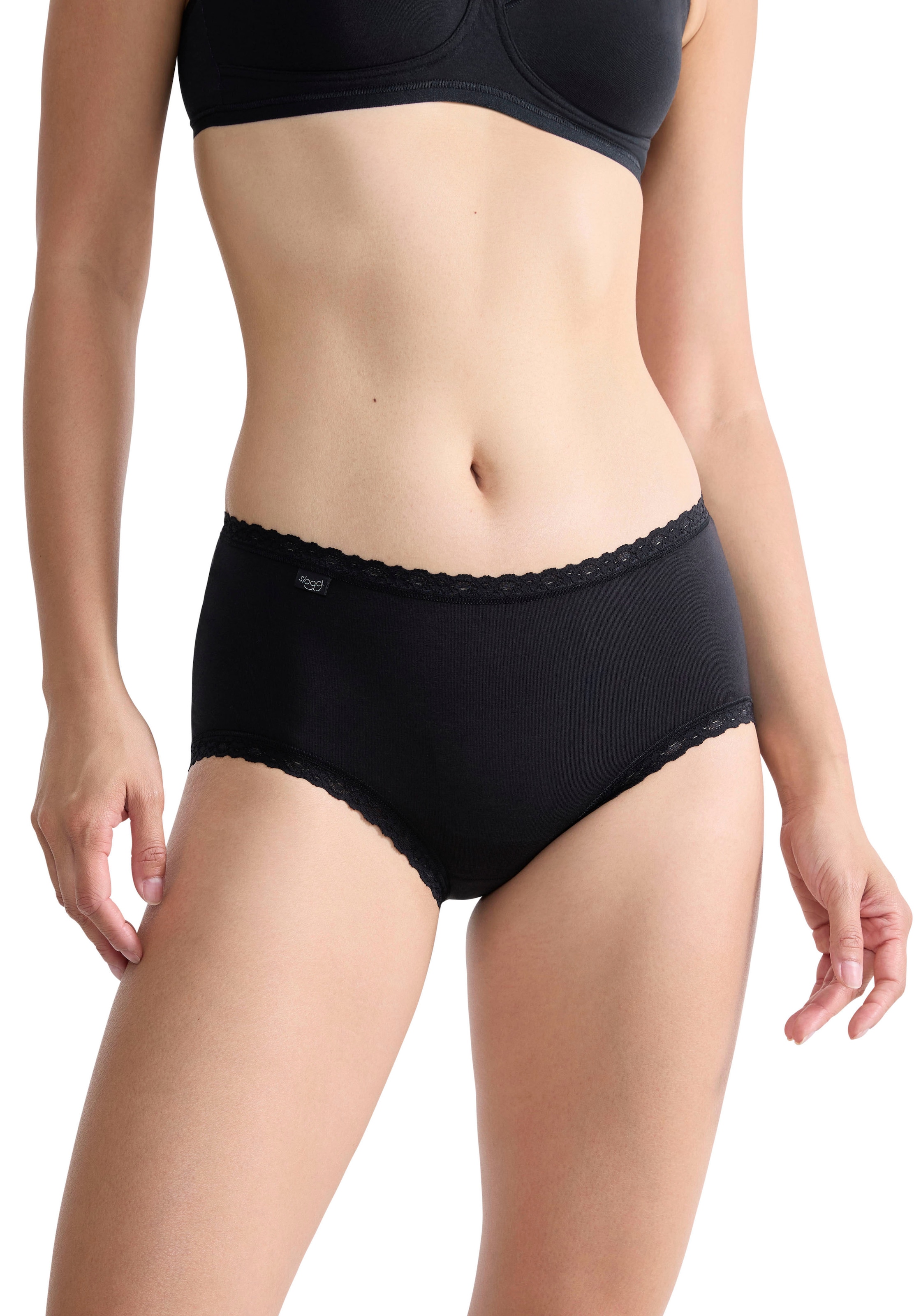 sloggi Midislip »24/7 Cotton Lace« 3er Pack,  mit zarter Spitze, Baumwollmischung. blickdicht, hüftiger Schnitt