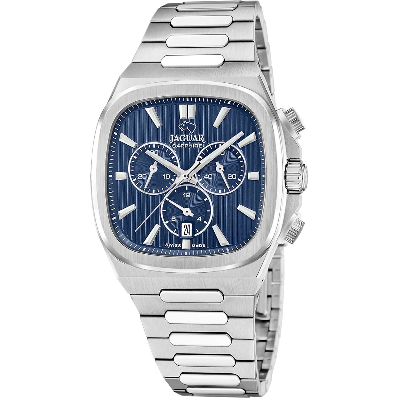 Jaguar Chronograph »Rondcarre« Quarzuhr, Armbanduhr, Herrenuhr, Swiss Made, Edelstahlarmband, analog