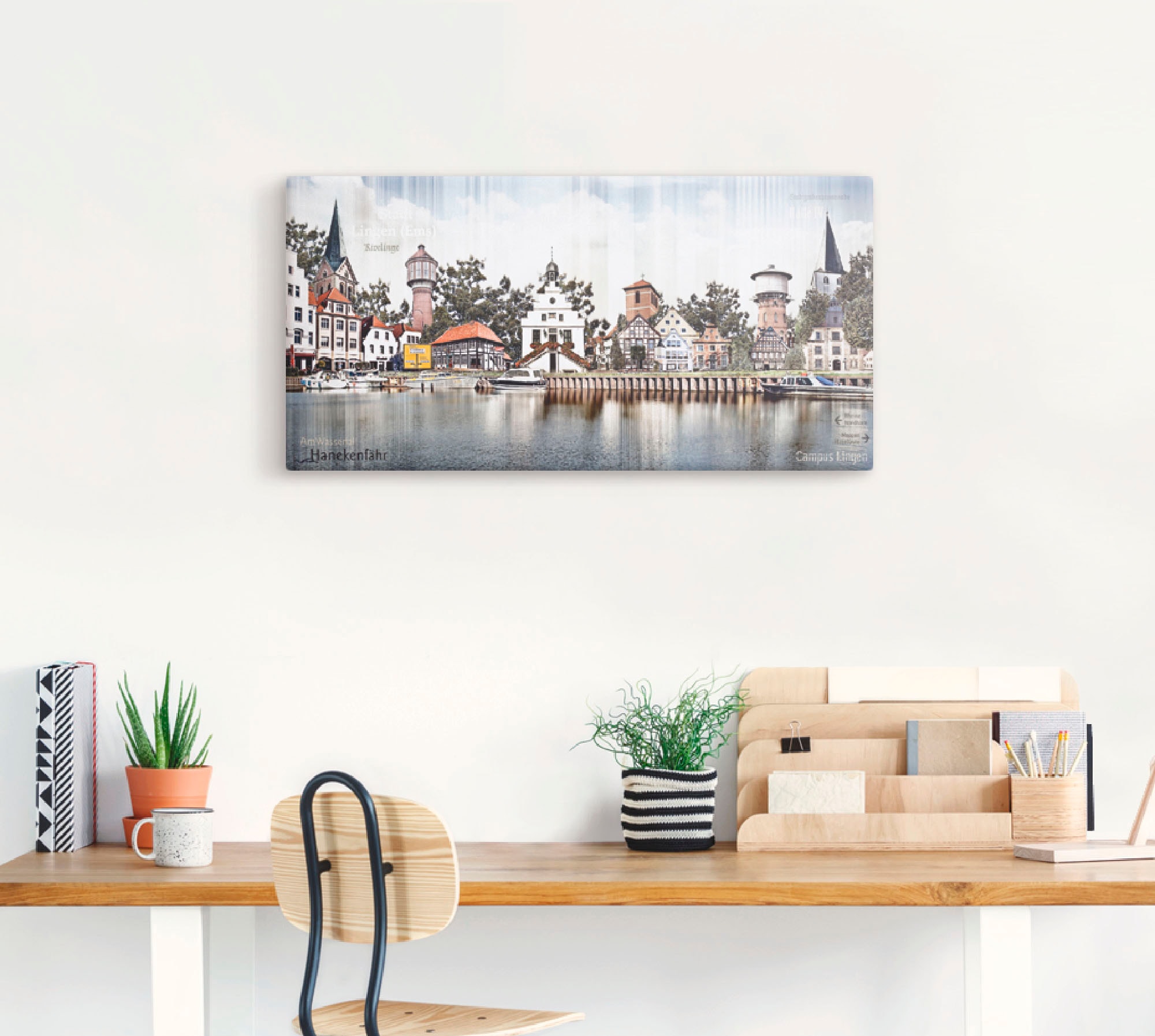 Artland Leinwandbild »Lingen Ems Skyline Collage« Deutschland 1 Stk. tlg. auf Holzrahmen gespannt