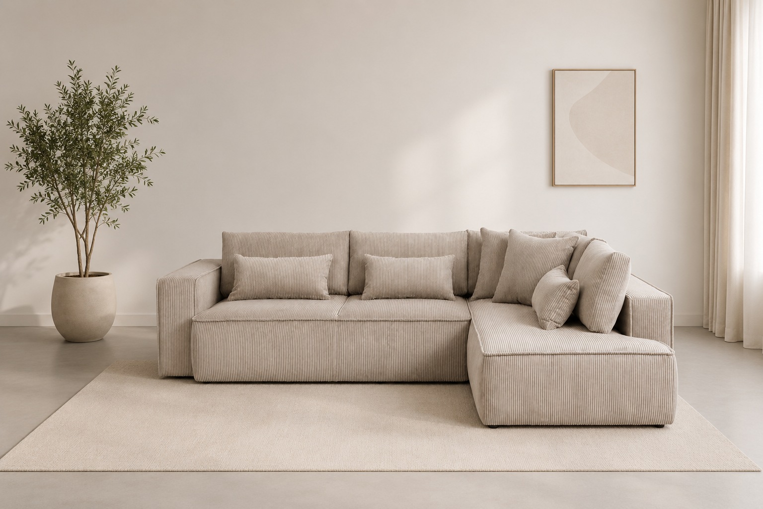 OTTO home Ecksofa »Tillian, Schlafsofa« Breite 294 cm, Breitkord, Sitzfläche mit Taschenfederkern