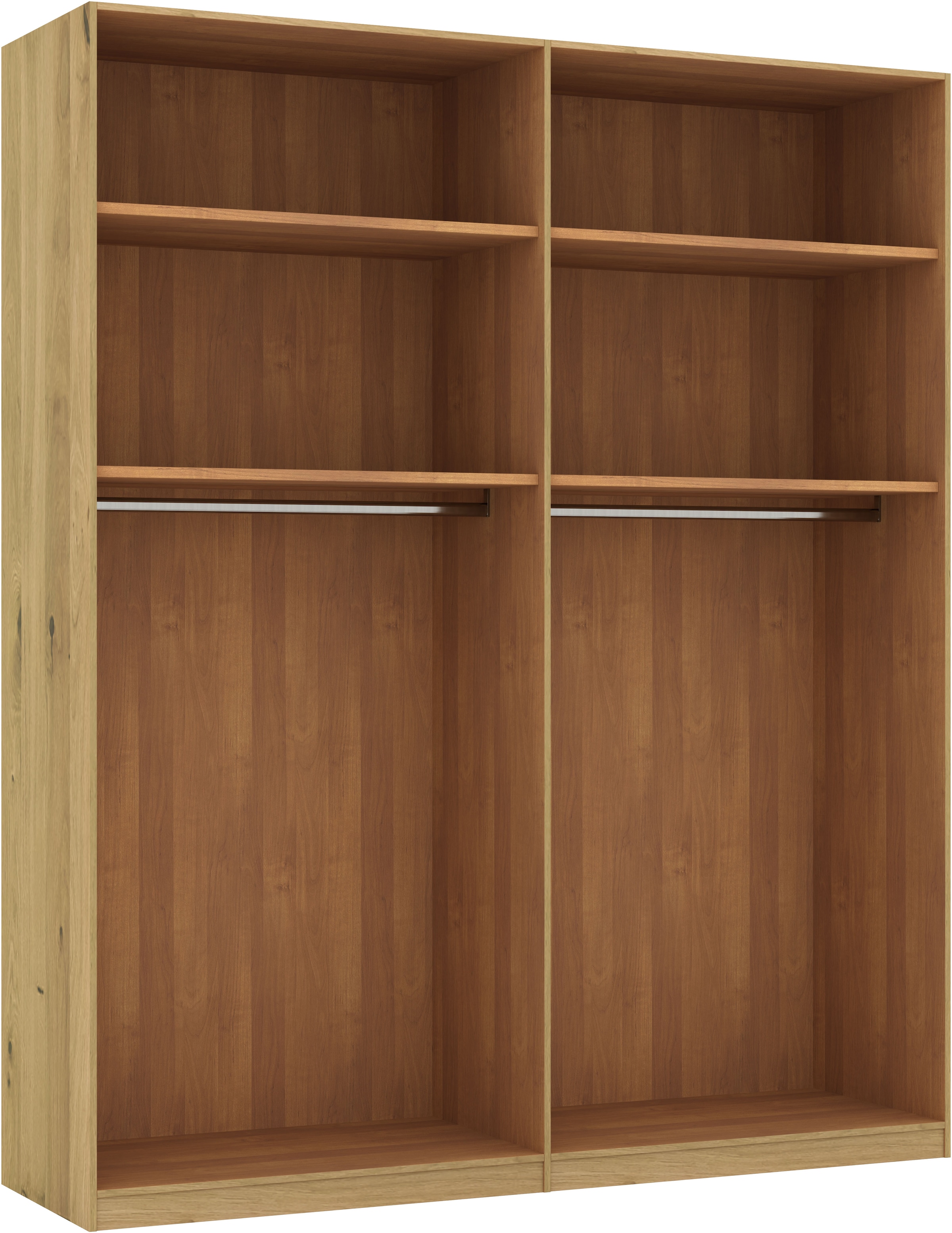 Musterring Drehtürenschrank »Savona, Kleiderschrank, Schrank, Garderobe, teilmassiv Eiche«, (mit Türdämpfern, in 5 Breiten & 2 Höhen, extra Böden, MADE IN GERMANY), Türen in Bianco-Eiche massiv, mit Querriegel, verschiedene Größen