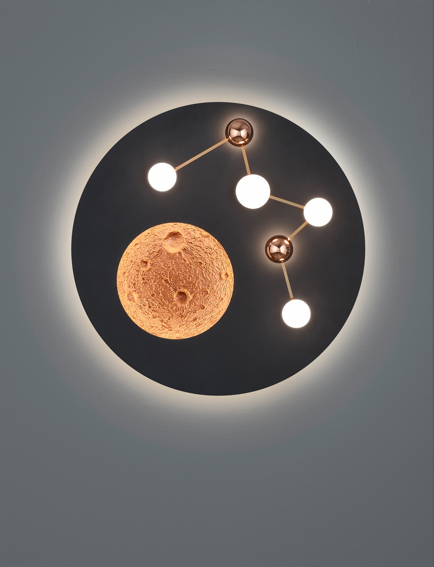 TRIO Leuchten LED Deckenleuchte »ZODIAC, Deckenlampe Mond Sterne, indirektes Licht, dimmbar CCT LED 42W«, 1 flammig, Leuchtmittel LED-Board | LED fest integriert, LED Deckenlampe Schlafzimmer Ø 50cm, Lichtfarbe einstellbar, Mondoptik
