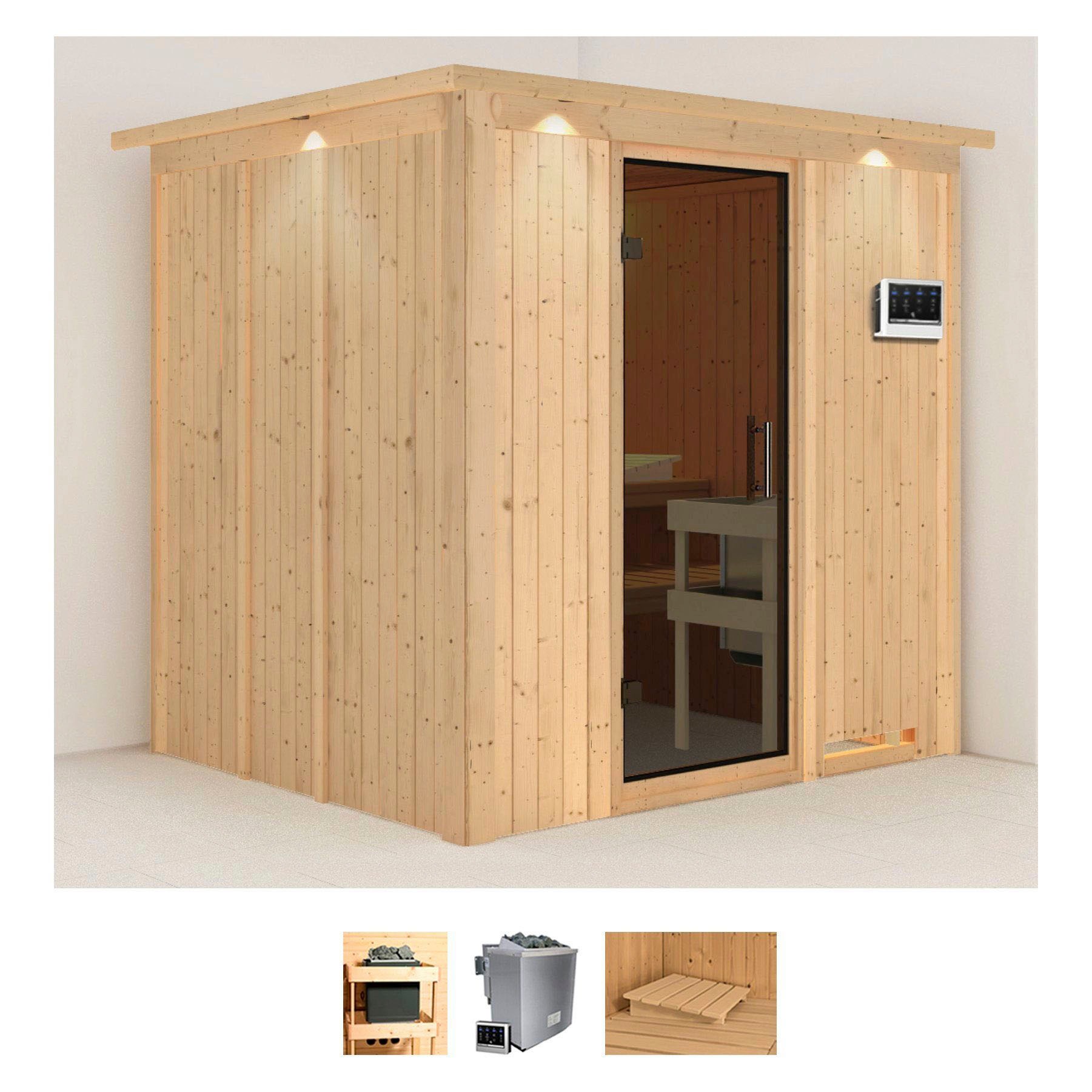 Karibu Sauna »Sodin« Set, 9 KW-Bio-Ofen mit externer Steuerung günstig online kaufen