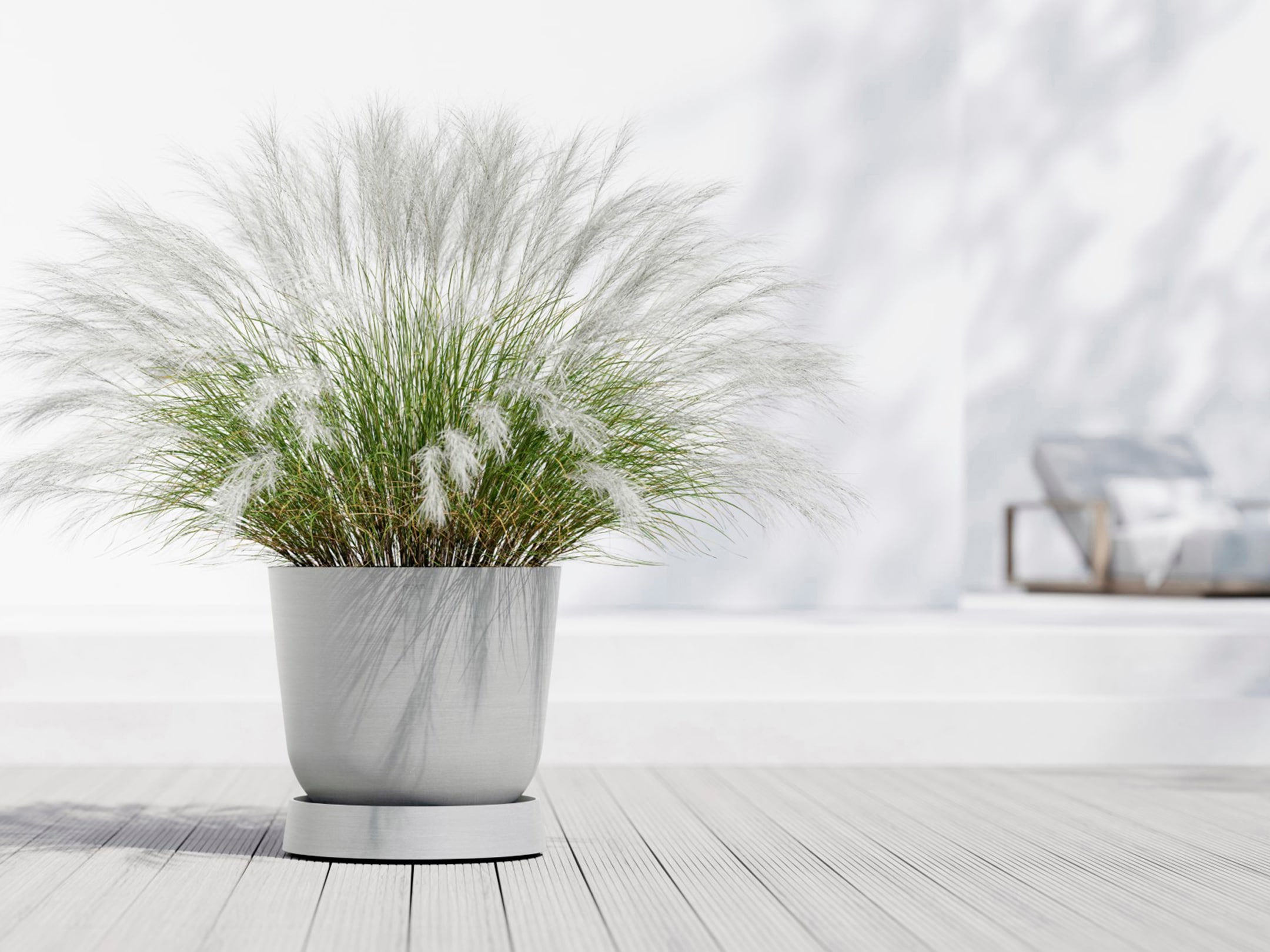 ECOPOTS Topfuntersetzer »mit Rollen Oslo 55 Weißgrau«, für innen und außen: frostsicher, bruchsicher und lichtbeständig