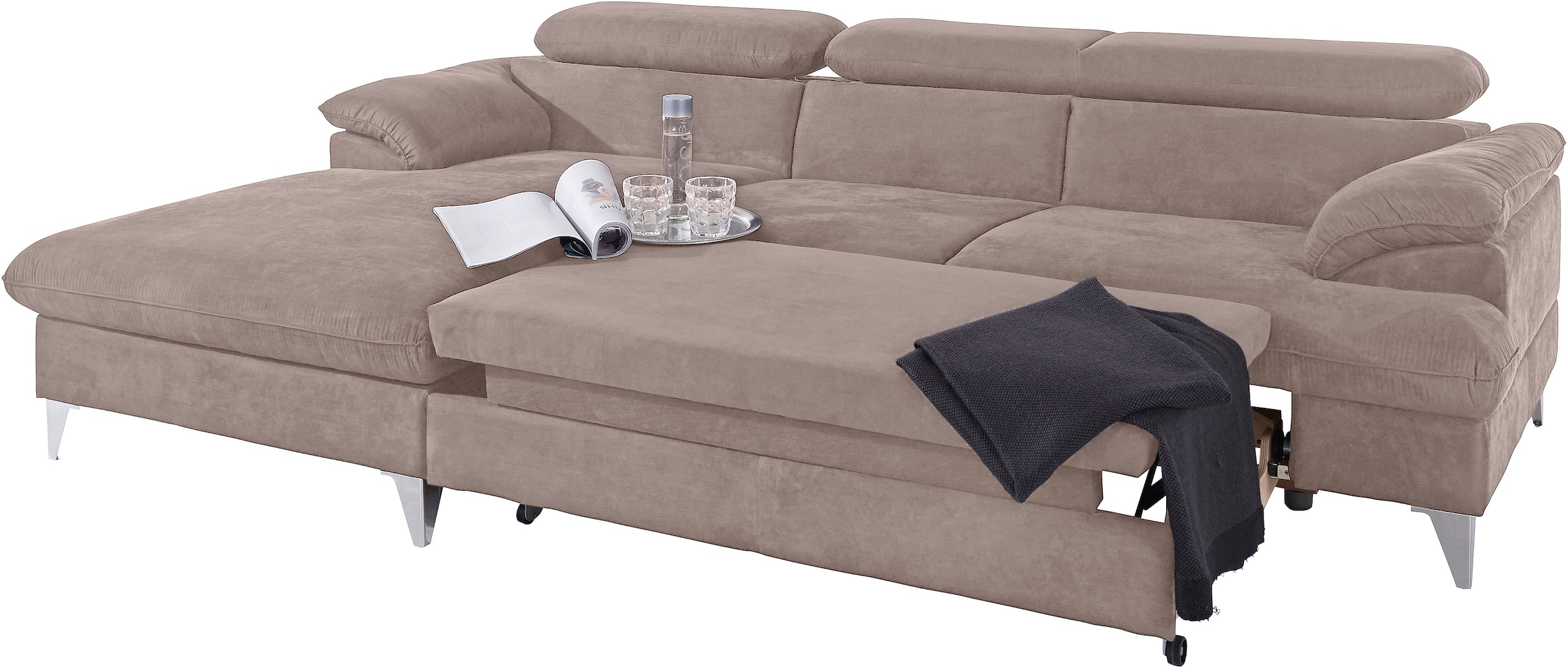 COTTA Ecksofa »Caluso L-Form«, mit Kopfteilverstellung, wahlweise mit Bettfunktion & Bettkasten