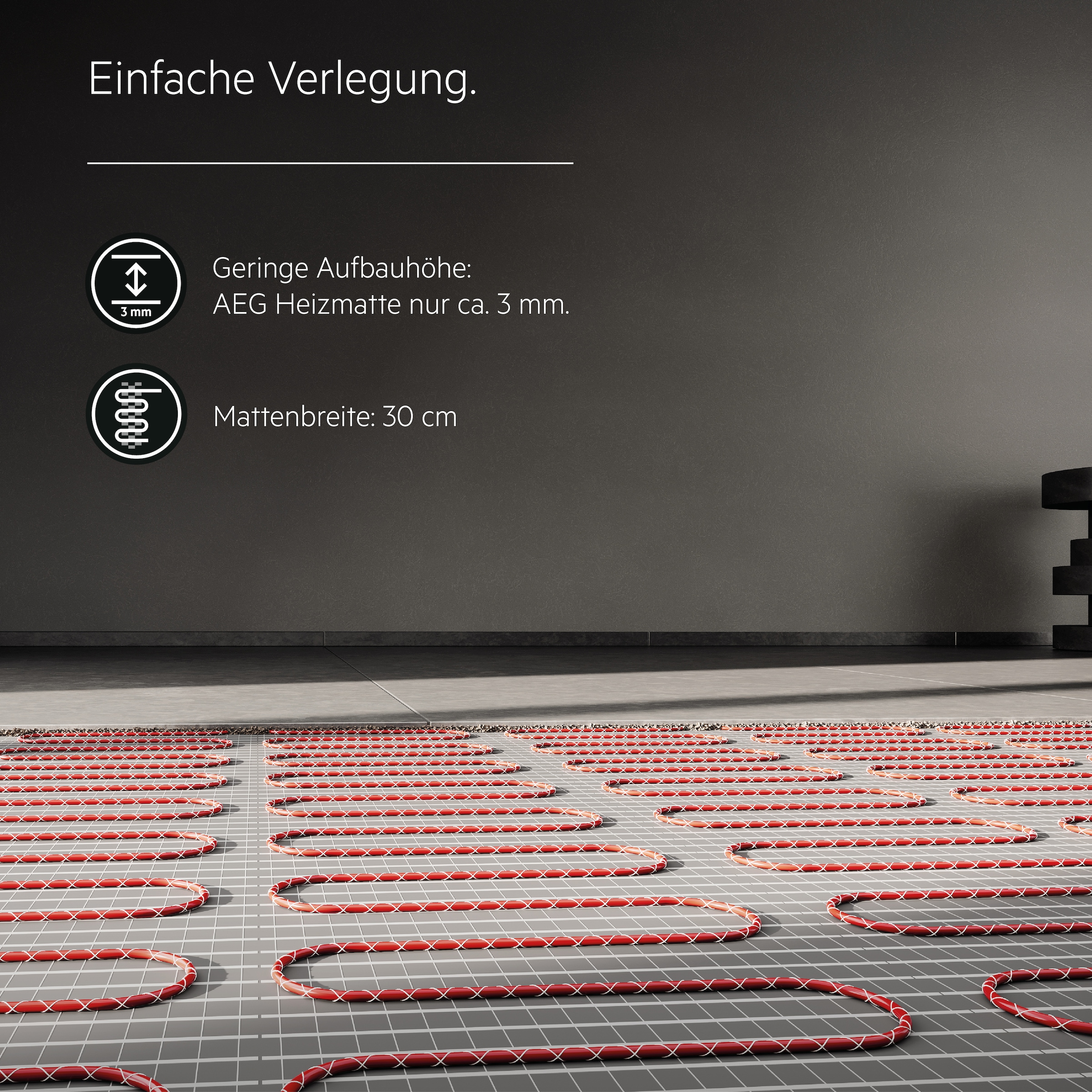 AEG Haustechnik Fußbodenheizung »Wellness Thermo Boden »TBSG 200/0.6««, Heizmatte 0,6 m², 80 x 80 cm für geflieste Duschen mit mittigem Ablauf