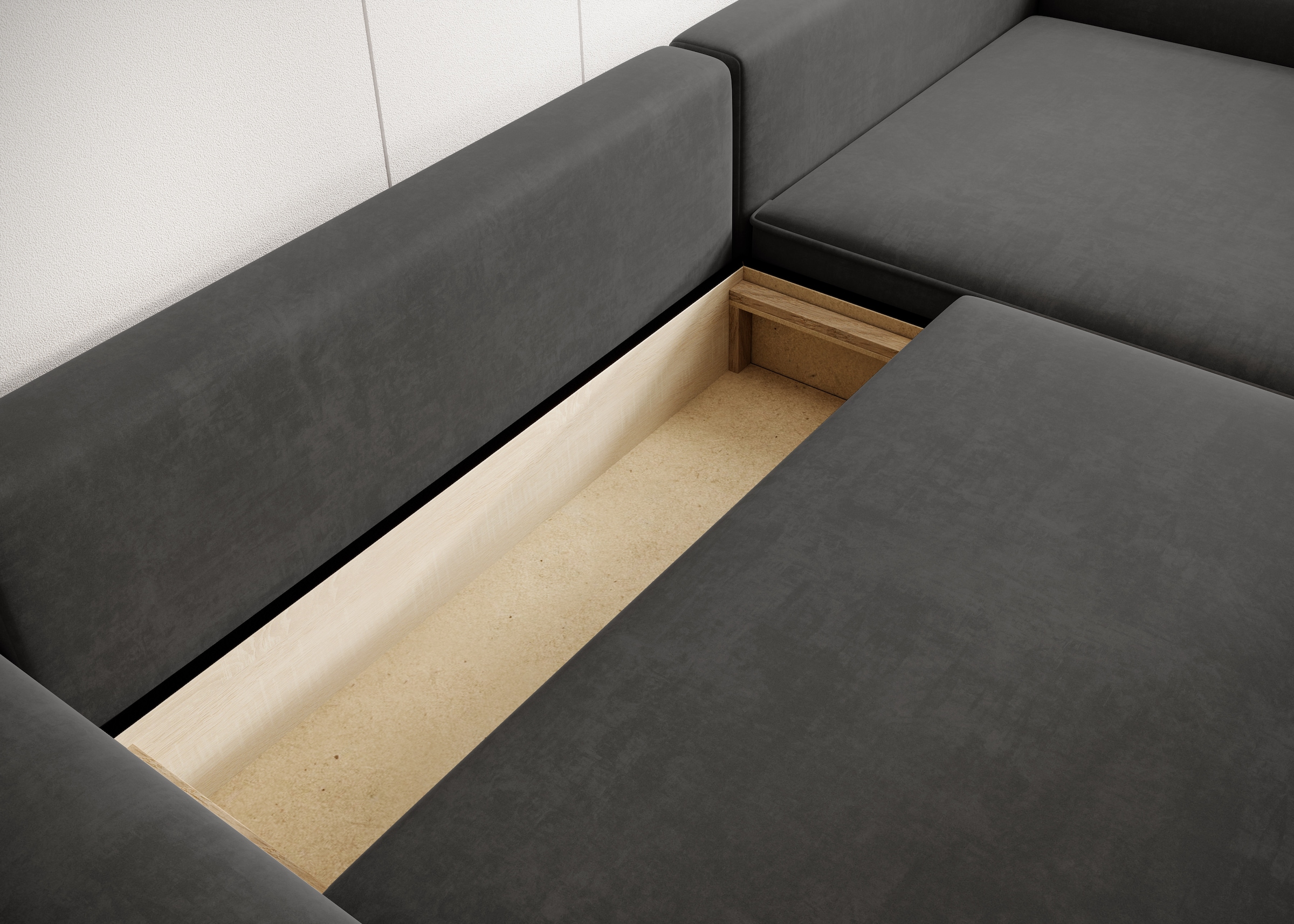 TRENDMANUFAKTUR Ecksofa »Challenge, Schlafsofa mit Bettkasten, Couch in L-Form, Breite 245 cm«, Recamiere beidseitig montierbar, auch in trendigem Cordstoff