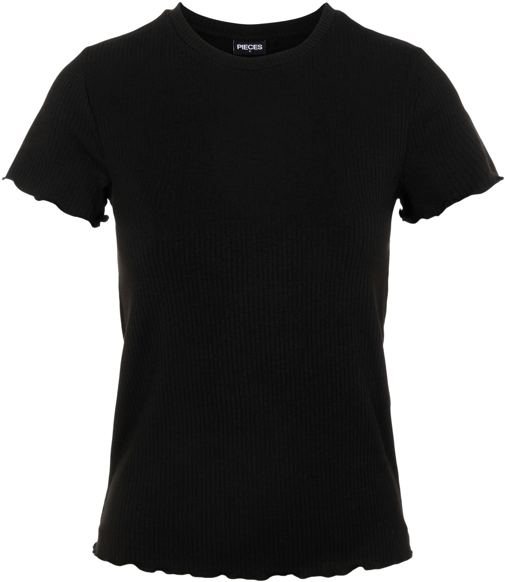 pieces Kurzarmshirt »PCNICCA SS O-NECK  TOP KAC BFD« Viskosemischung, slim fit