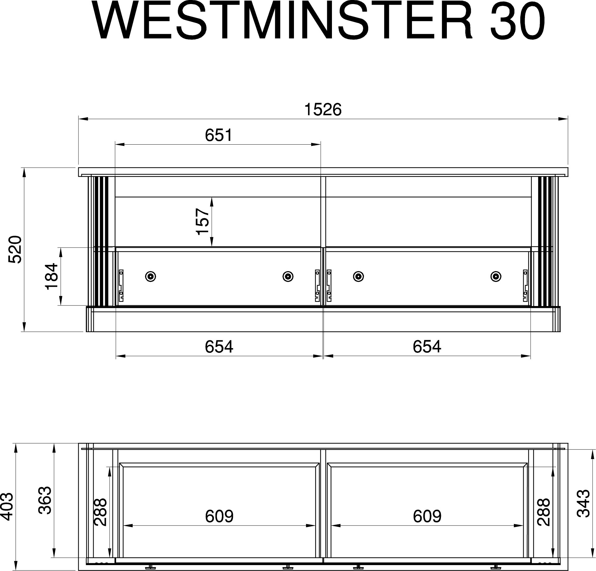 Home affaire Lowboard »Westminster TOPSELLER!«, (Breite ca. 152cm), Fernsehtisch in romantischem Landhausstil