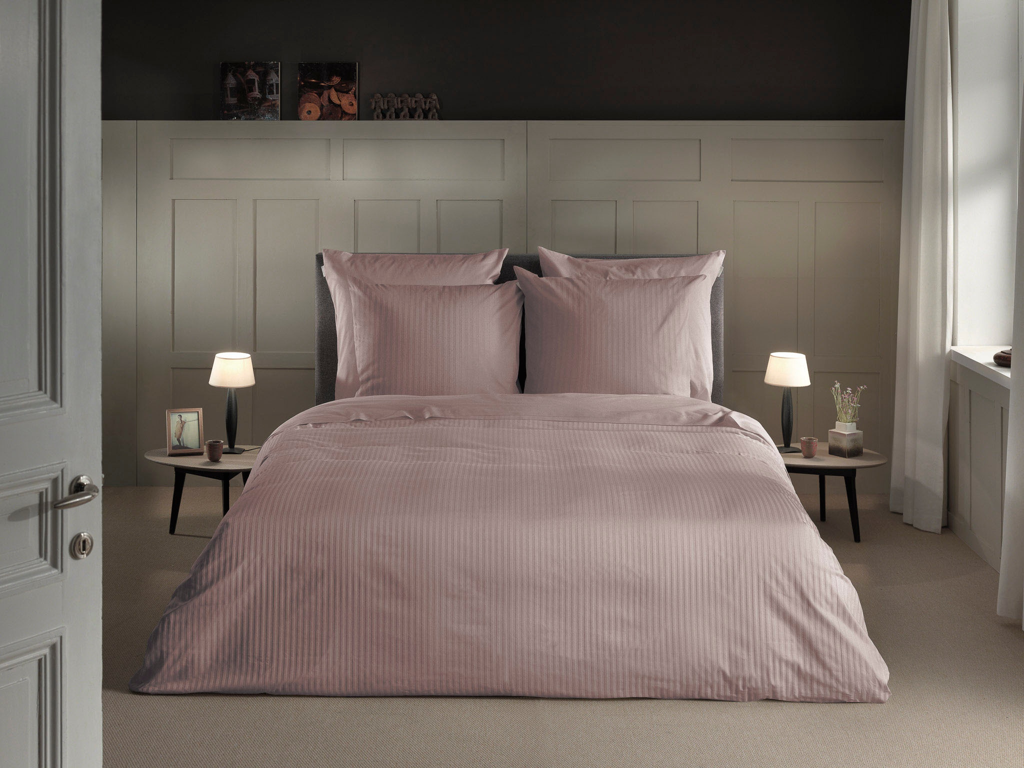 Heckett & Lane Bettwäsche »Banda« 2 Stk. tlg. hochwertiges Mako-Satin, Stre günstig online kaufen