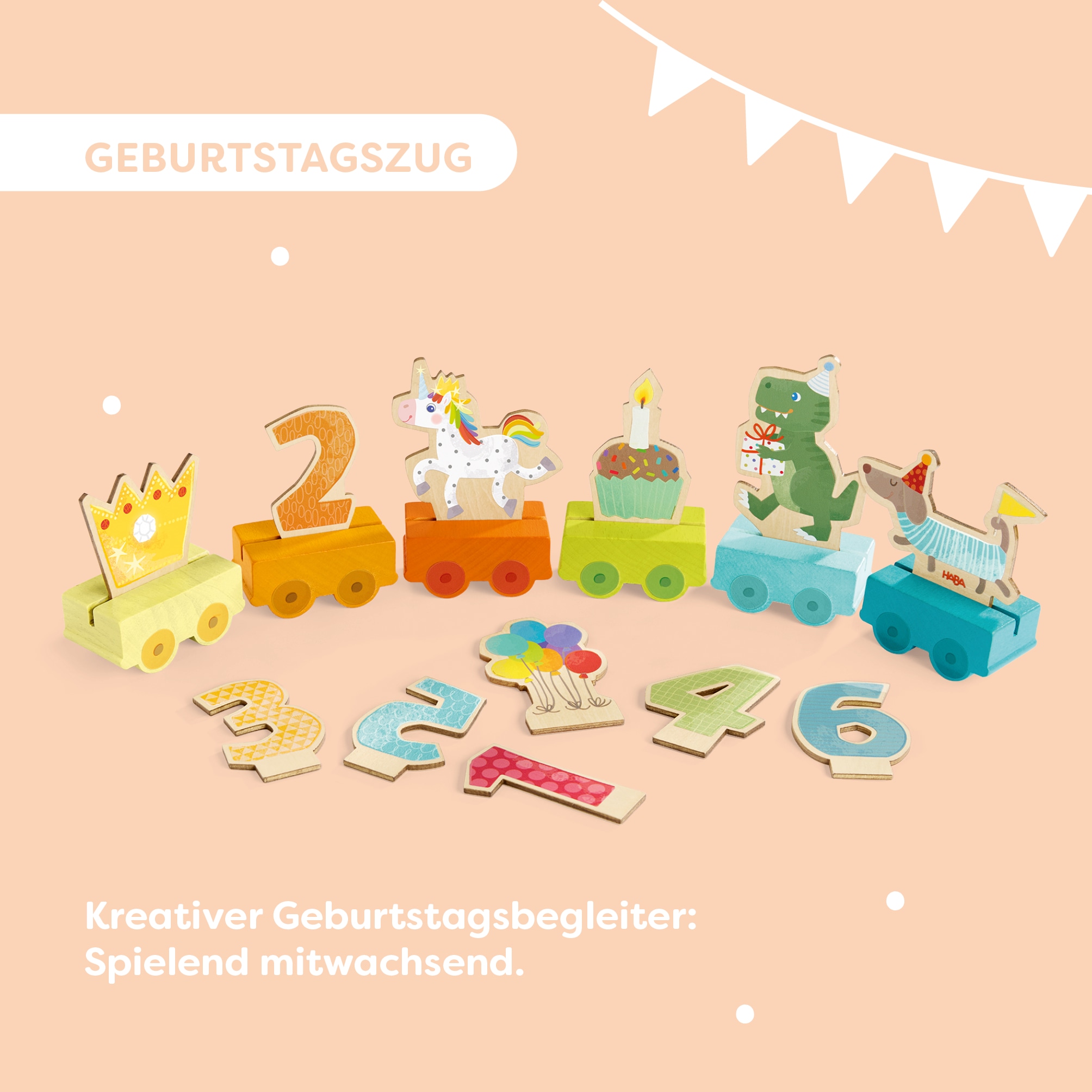 Haba Spielzeug-Zug »Geburtstagszug«