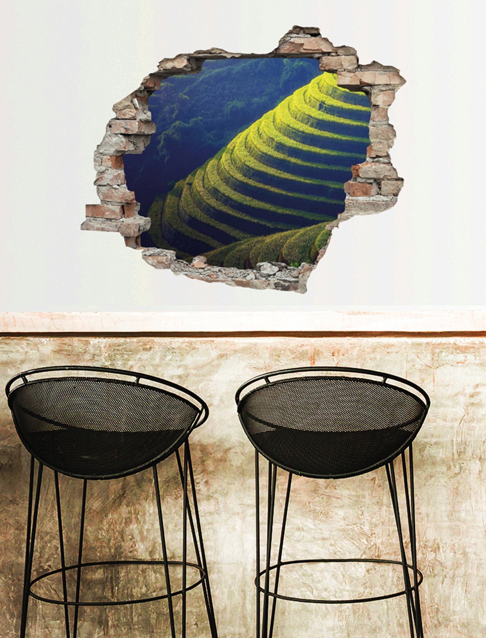 queence Wandtattoo »Hügel«, (1 St.), Wandsticker, Wandbild, selbstklebend, 3D, Wanddurchbruch