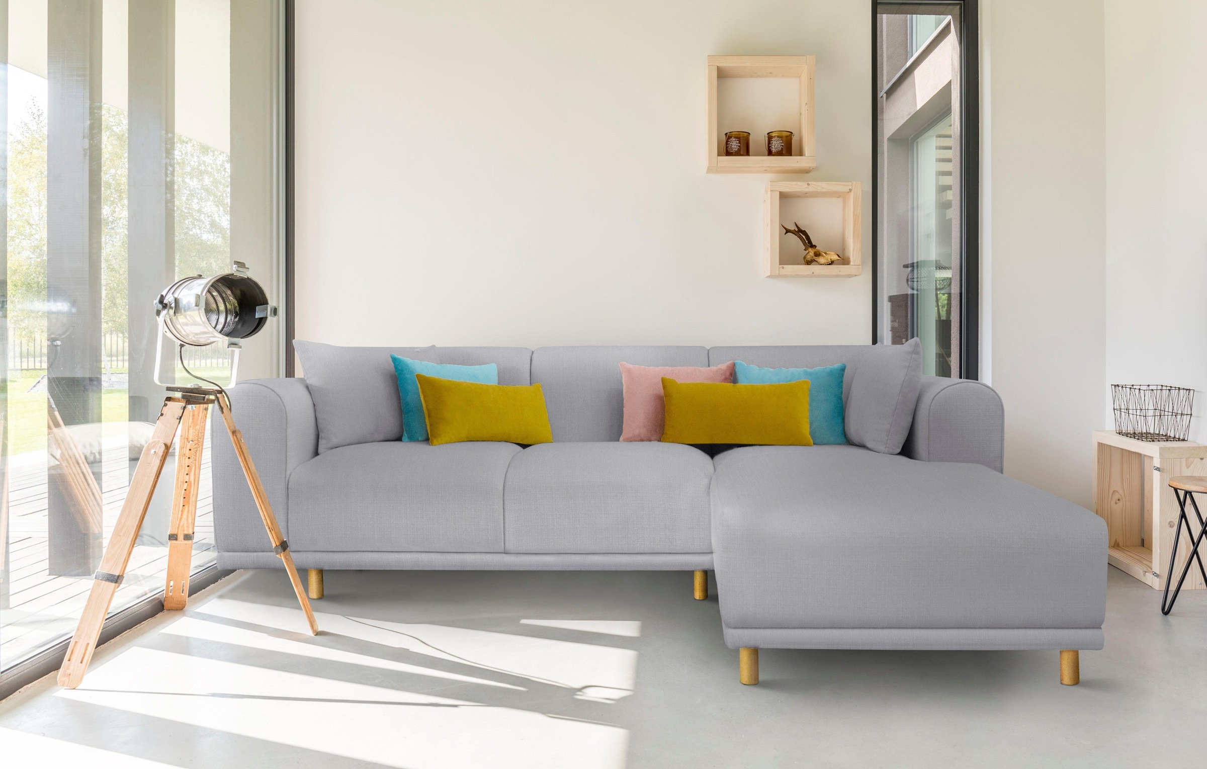 andas Ecksofa »Maroon L-Form« in skandinavischem Design, mit losen Kissen günstig online kaufen