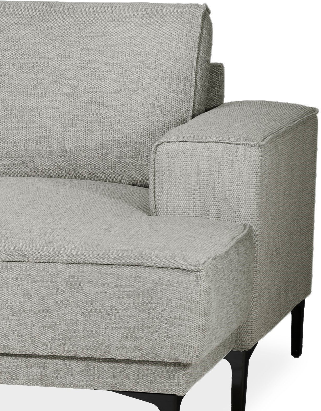 Places of Style Wohnlandschaft »XXL Sofa Oland, Struktur, Flachgewebe, Luxus-Microfaser, Boucle«, U-Form, 345 cm, Wellenunterfederung, Skandi-Design, Metallfüße
