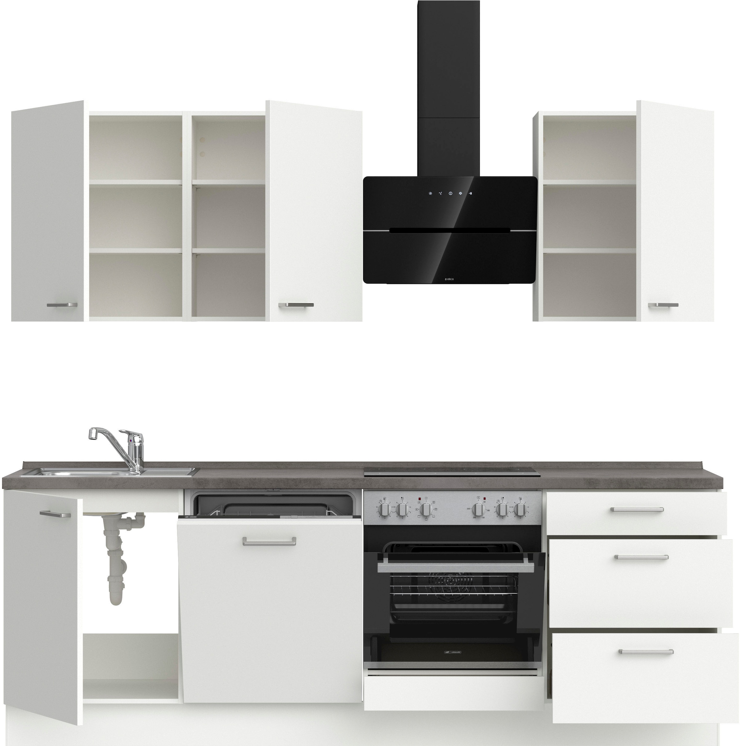 nobilia® Küchenzeile »"Touch II"«, vormontiert, Ausrichtung wählbar, Breite 240 cm, wahlw. mit E-Geräten
