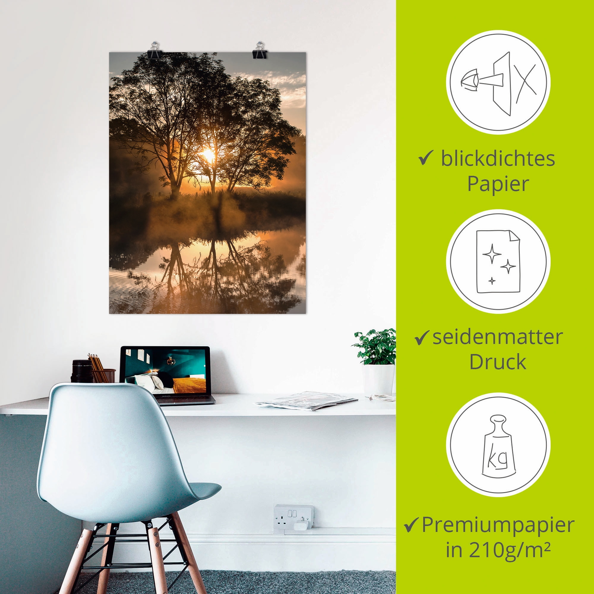 Artland Poster »Früh morgens, wenn der Tag erwacht«, Gewässer, (1 St.), als Alubild, Leinwandbild, Wandaufkleber oder Poster in versch. Größen