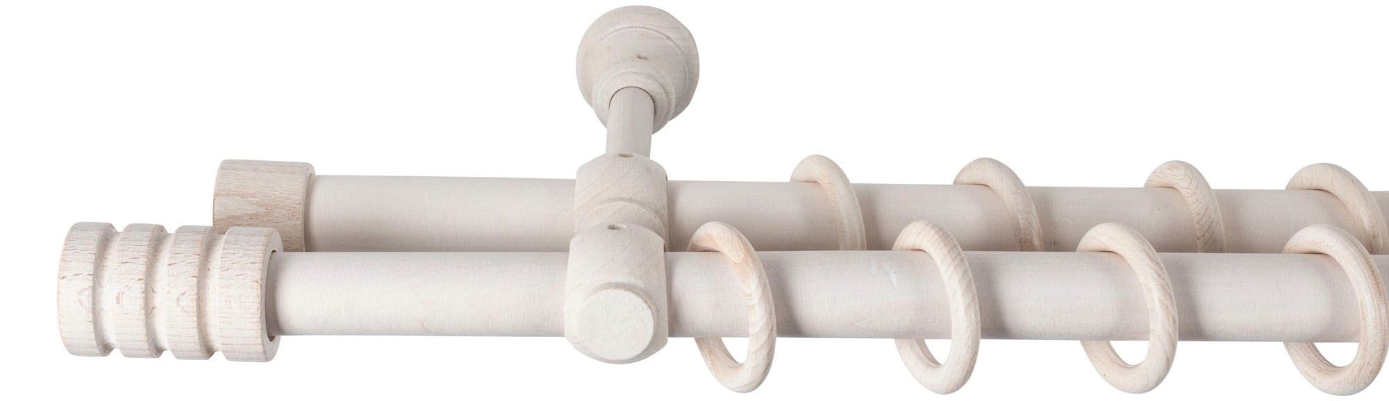 SN DECO GROUP Gardinenstange »Pisa«, 2 läufig-läufig, Fixmaß, 28 mm, Holz, verschiedene Längen und Farben, Komplettset
