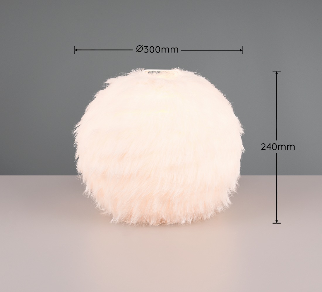 REALITY Leuchten Schreibtischlampe »FURRY, Tischleuchte m. Plüsch Lampenschirm Höhe 24cm Ø 30cm, Schalter«, 1 flammig, Leuchtmittel E14 | Leuchtmittel wechselbar, exkl 1xE14 max 10W Plüsch Nachttischlampe weiß Schlafzimmer Wohnzimmer